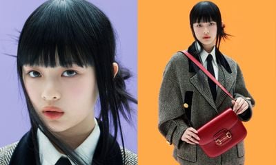 Gucci celebrates the Gucci 1955 Horsebit bag with a new campaign starring Halle Bailey, Hanni, and Julia Garner