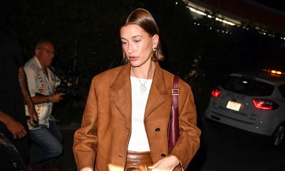 Hailey Bieber Stuns in Gucci Slingbacks at Kim Kardashian’s Star-Studded Birthday Bash in LA