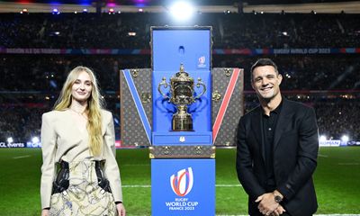 Sophie Turner and Dan Carter Dazzle in Louis Vuitton at Rugby World Cup 2023 Presentation