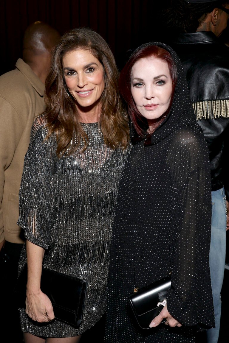 LOS ANGELES, CALIFORNIA - DECEMBER 08: (L-R) Cindy Crawford and Priscilla Presley attend Celine at The Wiltern on December 08, 2022 in Los Angeles, California. (Photo by Matt Winkelmeyer/Getty Images for CELINE)