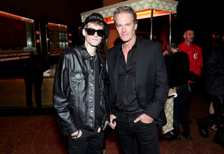 LOS ANGELES, CALIFORNIA - DECEMBER 08: (L-R) Presley Walker Gerber and Rande Gerber attend Celine at The Wiltern on December 08, 2022 in Los Angeles, California. (Photo by Matt Winkelmeyer/Getty Images for CELINE)