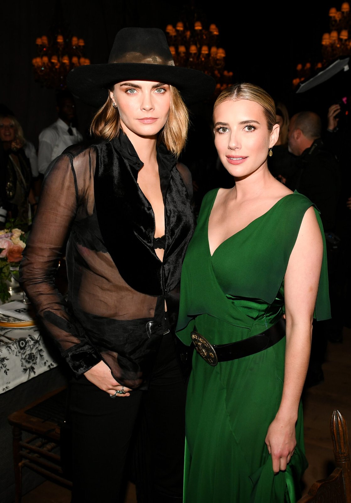 Cara Delevingne and Emma Roberts attend the Ralph Lauren Collection SS24 Show