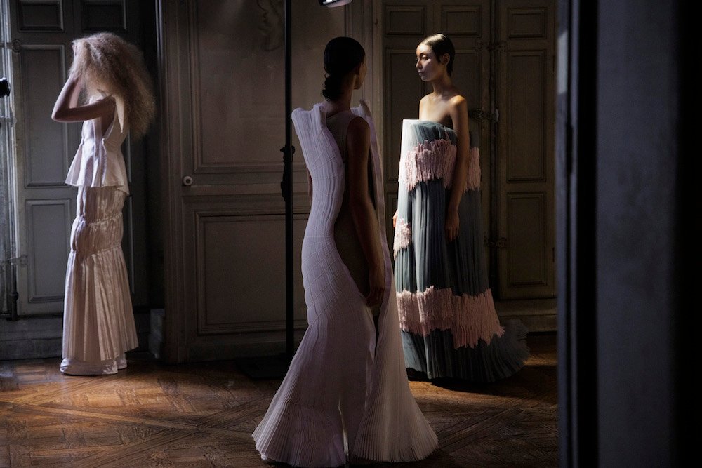 Models on the catwalk the Caroline Hu Fashion show in Paris, Spring Summer 2023 Ready To Wear Fashion Week