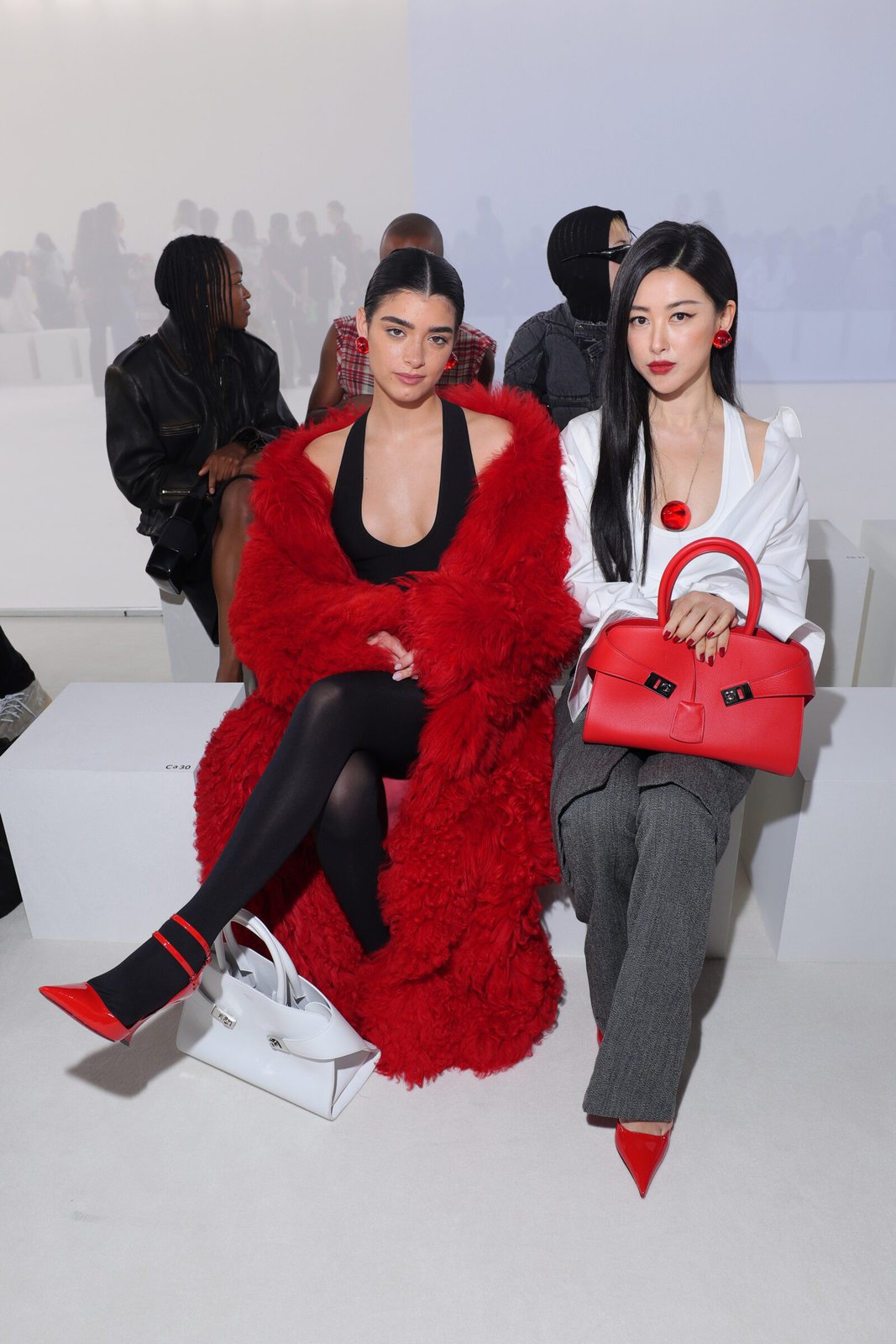 Dixie D'Amelio and Zhu Zhu attend the Salvatore Ferragamo Spring Summer 2024 fashion show on September 23, 2023 in Milan, Italy. (Photo by Jacopo M. Raule/Getty Images for Salvatore Ferragamo)