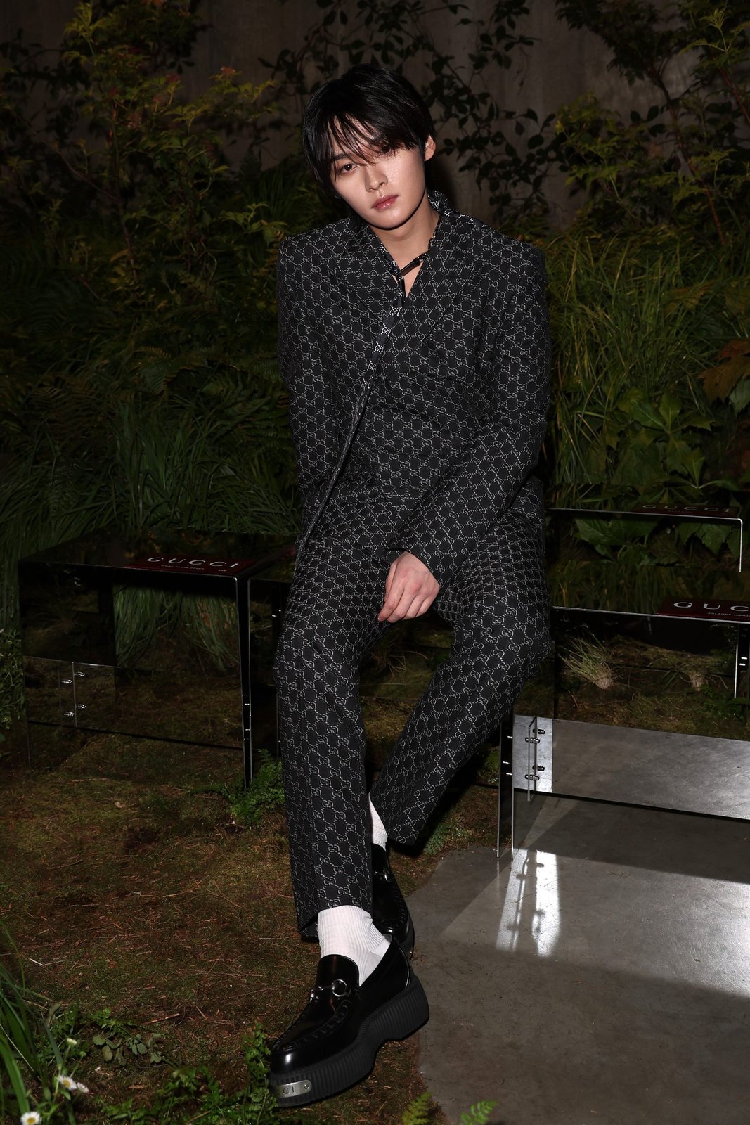 Lee Know attends the Gucci Cruise 2025 Fashion Show at Tate Modern on May 13, 2024 in London, England. (Photo by Tristan Fewings/Getty Images for Gucci)