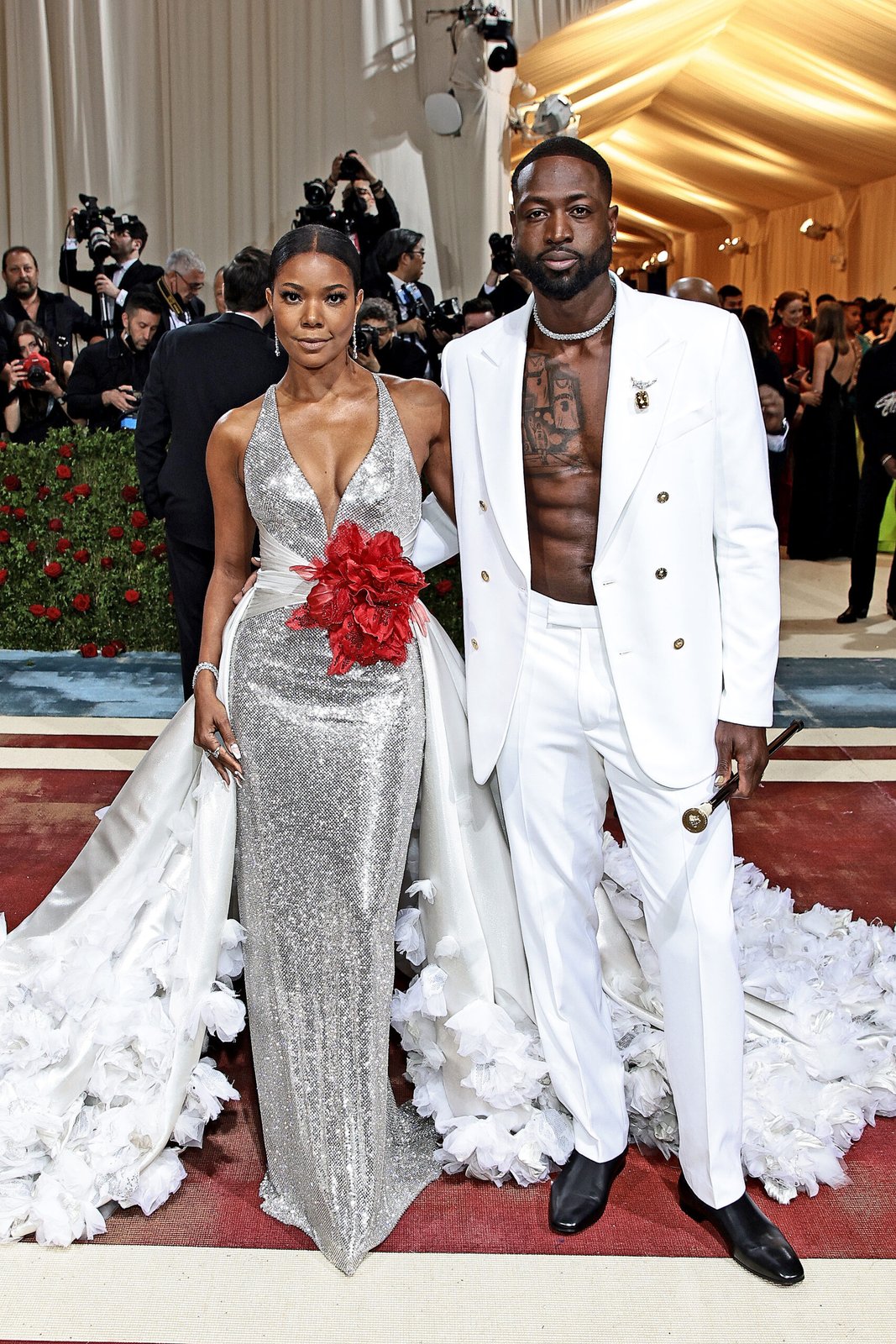 Gabrielle Union and Dwyane Wade wear VERSACE to The 2022 Met Gala Celebrating "In America: An Anthology of Fashion"