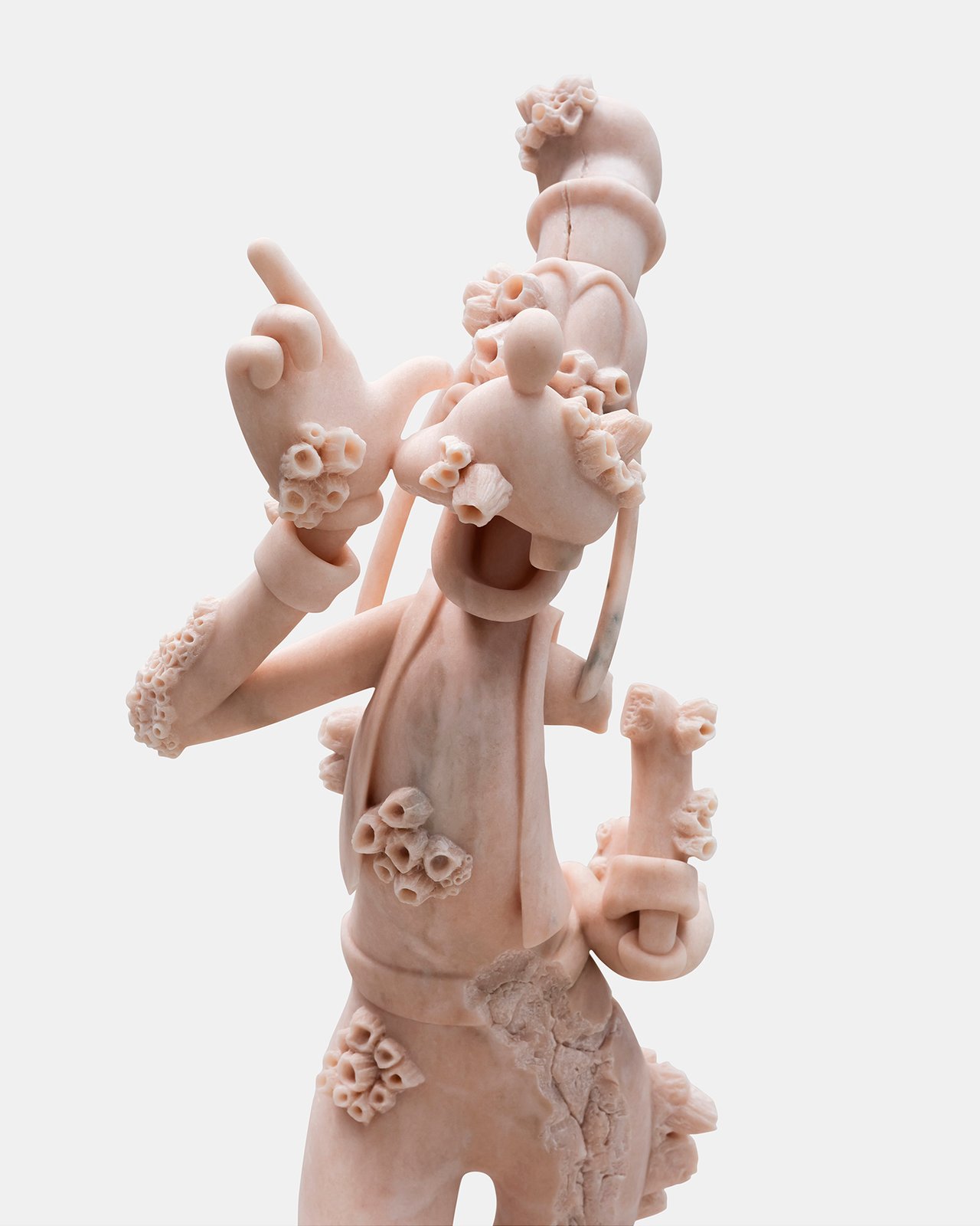 Damien Hirst Goofy, 2016, detail Pink marble 49 5/8 x 19 3/4 x 24 3/4 in 126 x 50 x 63 cm Edition of 3 + 2 AP