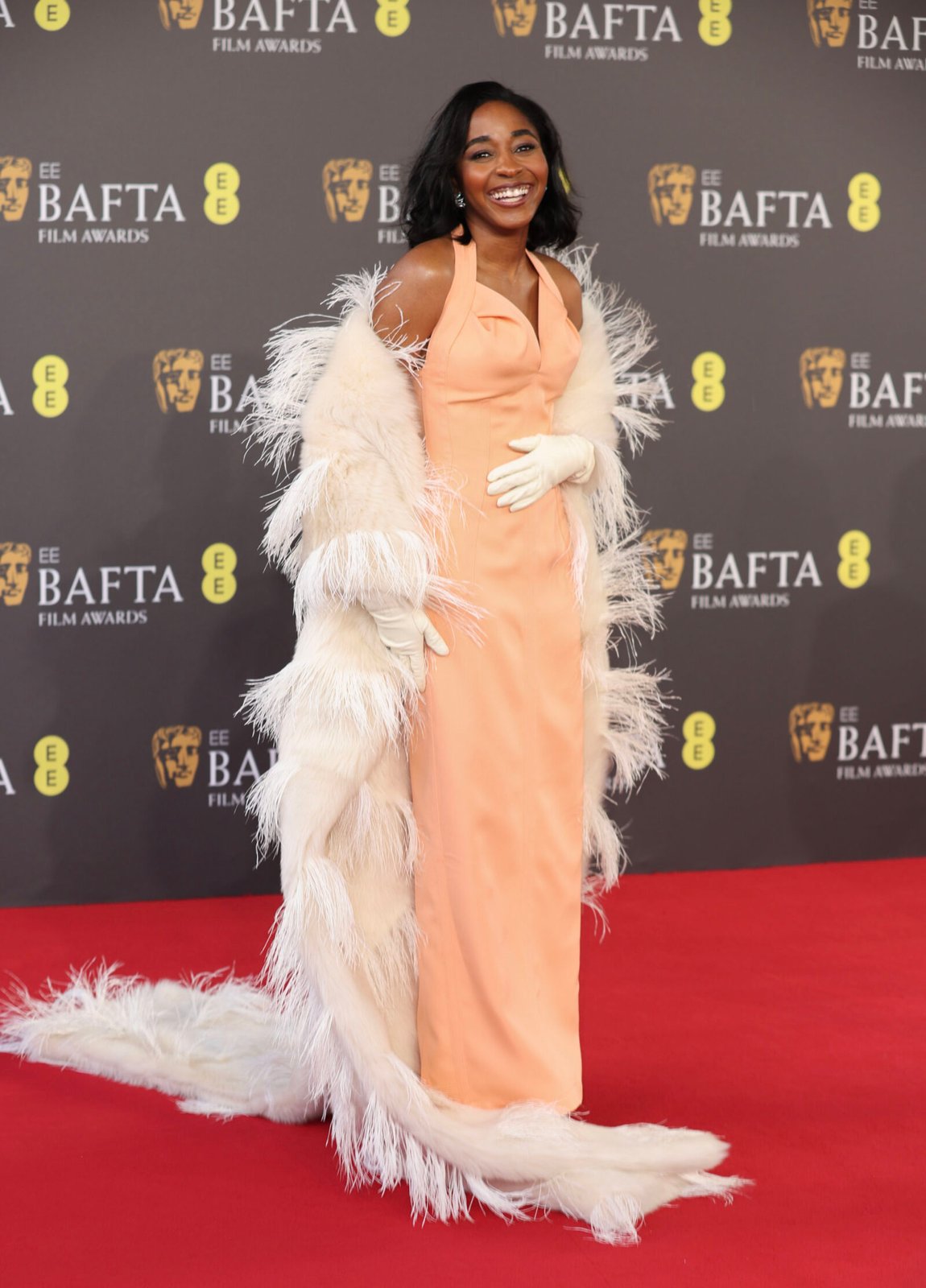 Captured in Elegance at the Royal Festival Hall: Ayo Edebiri at the 2024 EE BAFTA Film Awards in London, England. (Photo by Mike Marsland/WireImage)