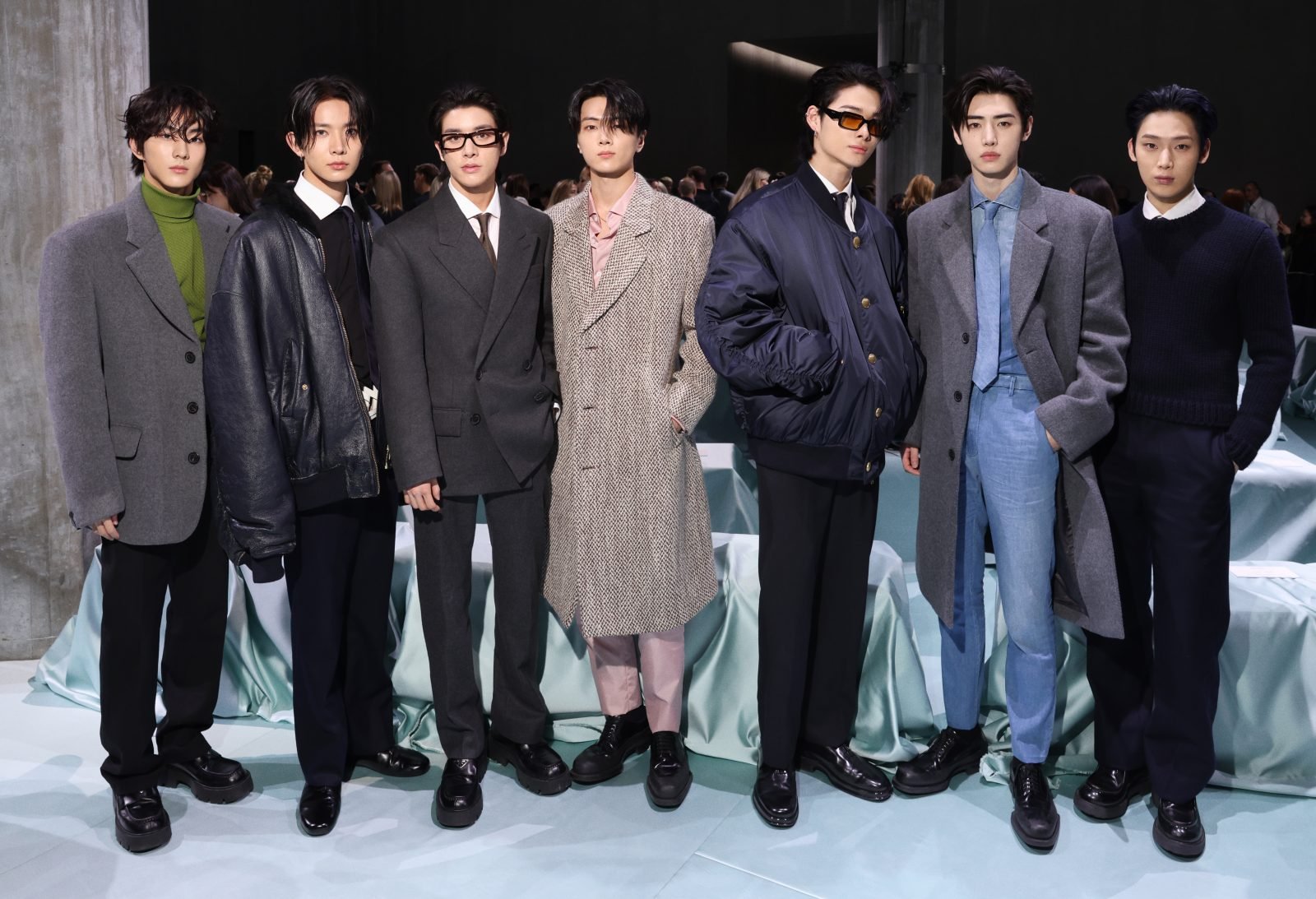 ENHYPEN attends the Prada Spring-Summer 2025 Womenswear fashion show during Milan Fashion Week Spring-Summer 2025 on September 19, 2024 in Milan, Italy. (Photo by Victor Boyko/Getty Images for Prada)