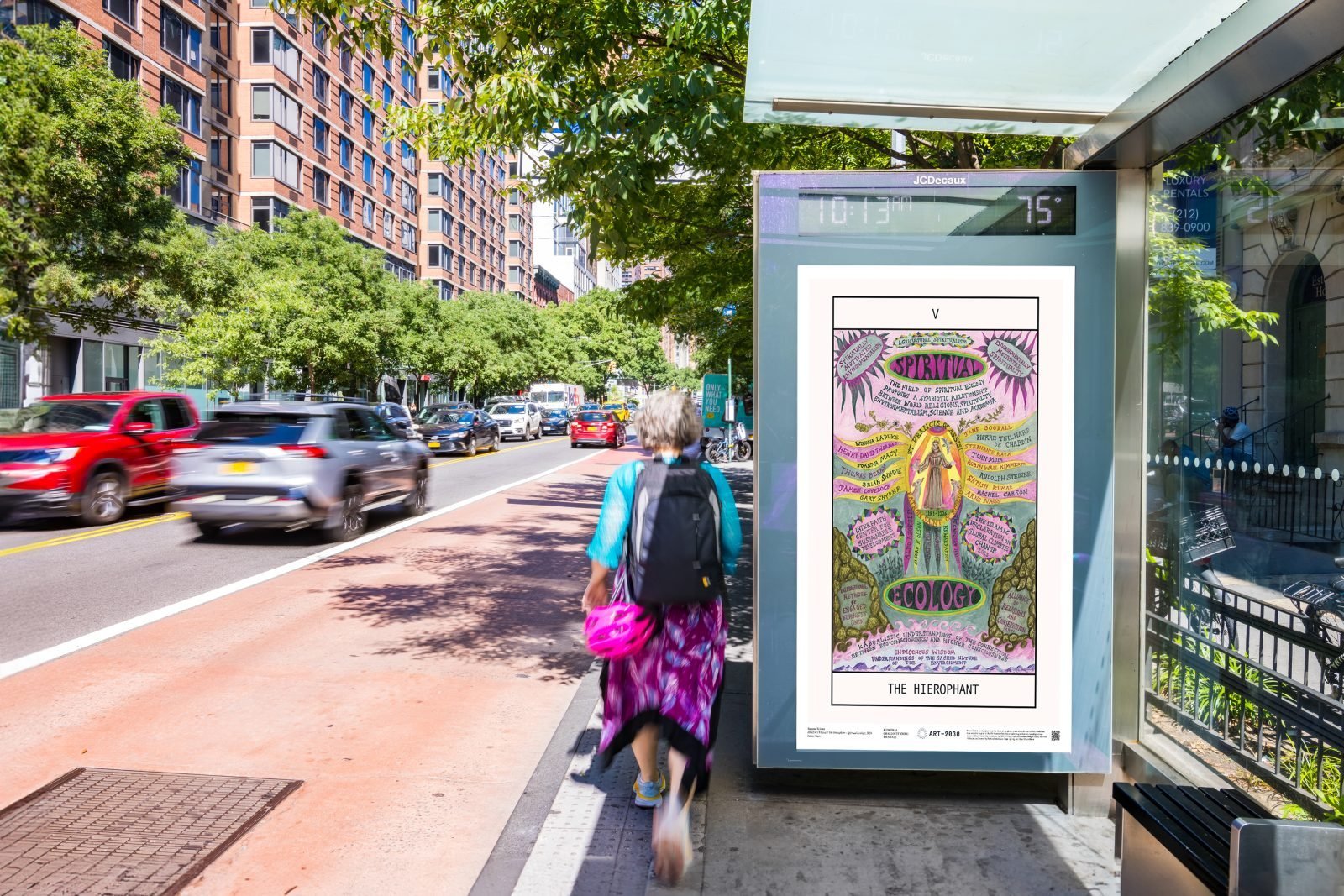 Suzanne Treister, HEXEN 5.0/Tarot/V The Hierophant – Spiritual Ecology, 2024, as part of Future Ours, New York City, 2024. Courtesy of ART 2030 and JCDecaux.