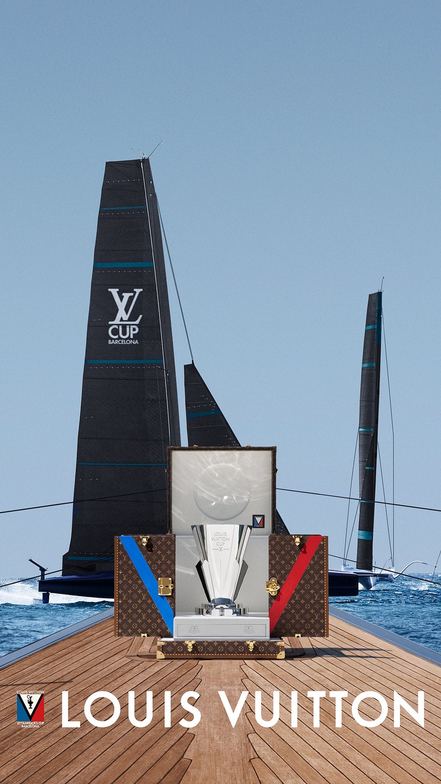 Louis Vuitton Cup housed in the Louis Vuitton Trophy case.