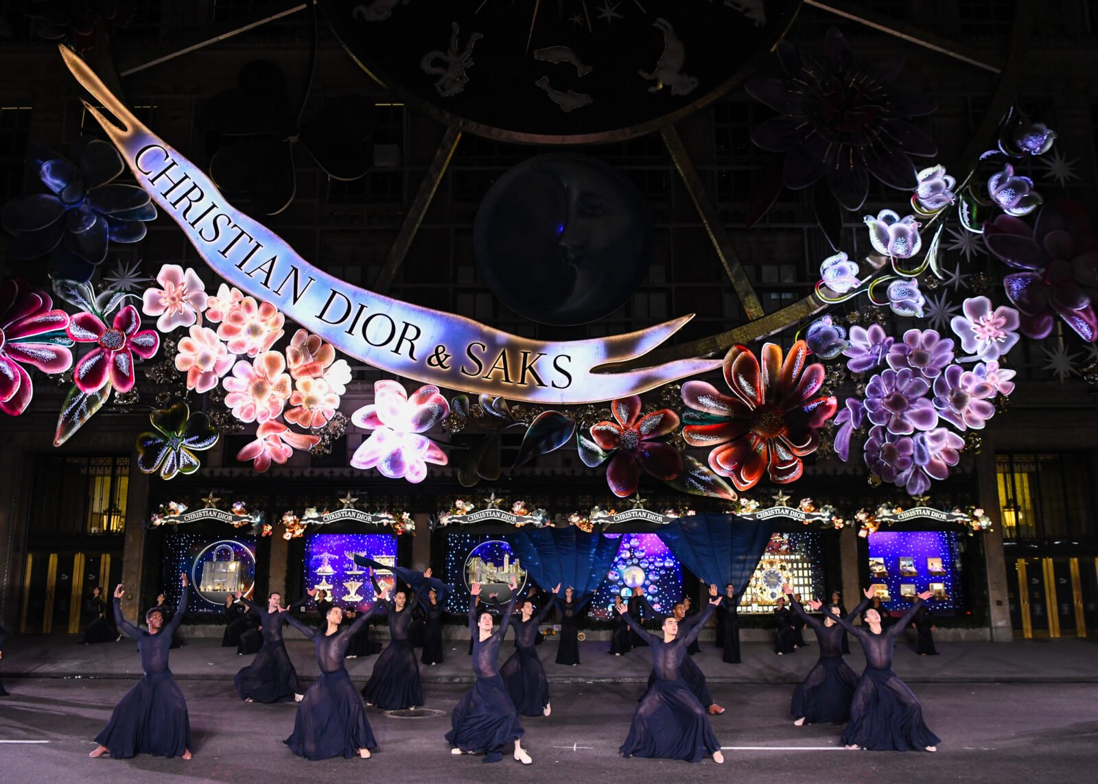 Graceful Elegance: Ballet Dancers Perform Under the Dior and Saks Festive Facade, Bringing the Carousel of Dreams to Life, courtesy of BFA for Dior and Saks