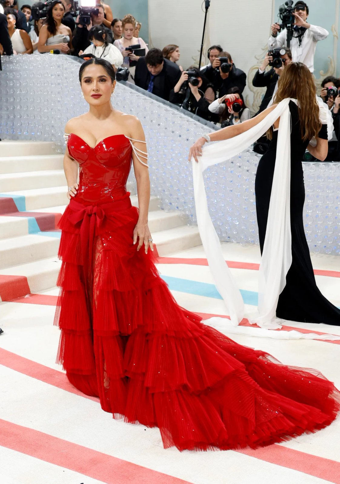 Salma Hayek Pinault at The 2023 Met Gala in Gucci (Photo by Mike Coppola/Getty Images)
