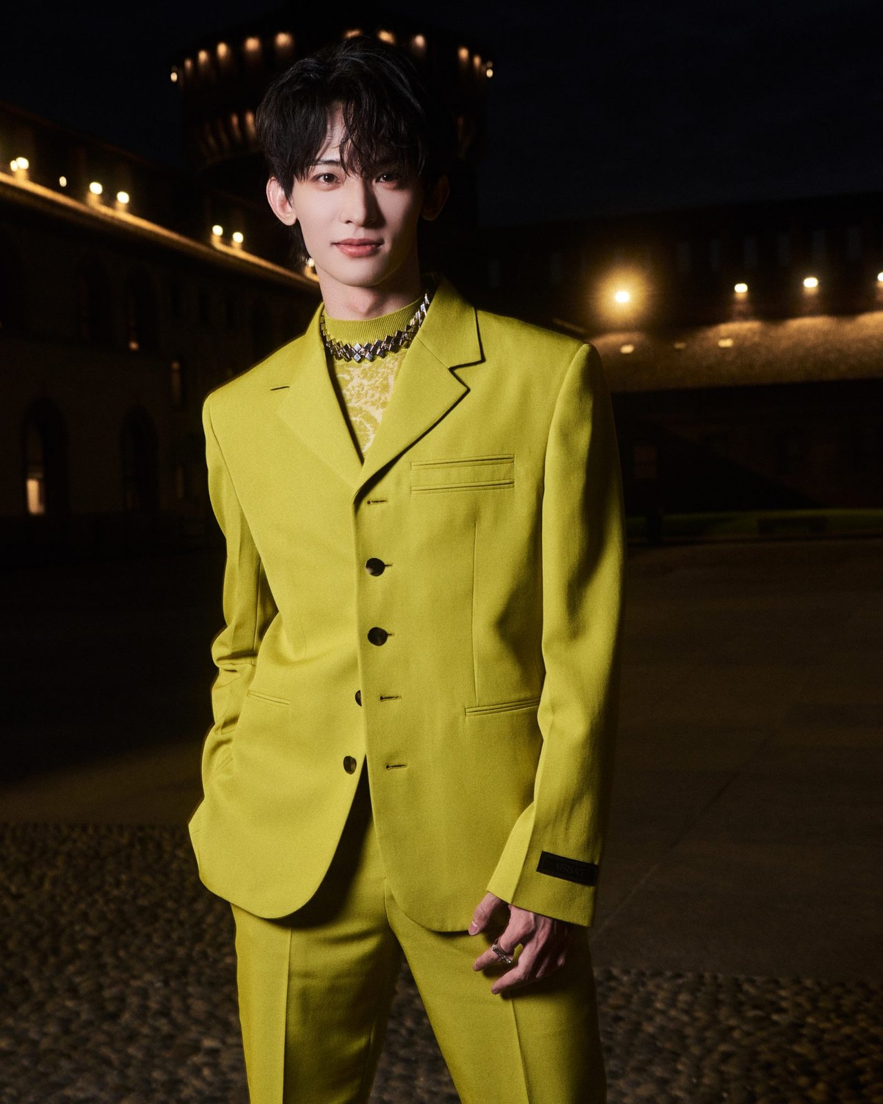 Chang Hua Sen attends the Versace Spring-Summer 2025 Runway show at Milan Fashion Week.