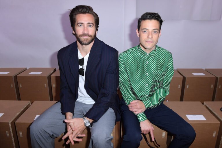 MILAN, ITALY - JUNE 19: Jake Gyllenhaal and Rami Malek attend Prada Spring/Summer 2023 Menswear Fashion Show on June 19, 2022 in Milan, Italy. (Photo by Jacopo M. Raule/Getty Images for Prada)