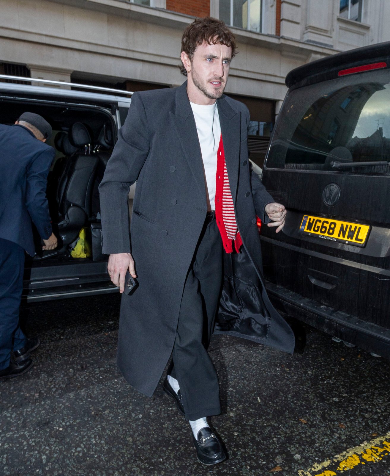Paul Mescal stylishly arrives at BBC Radio 2 for Zoe Ball’s Breakfast Show in London. Photo Credit: SplashNews.com