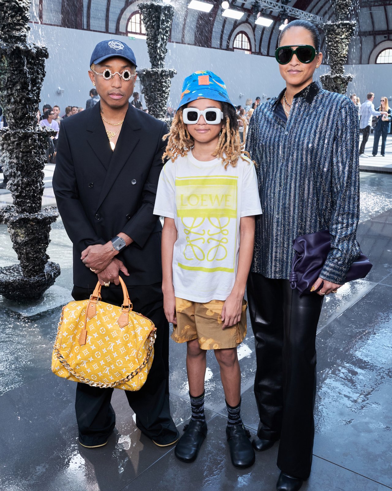 Pharrell Williams, Rocket Williams and Helen Williams