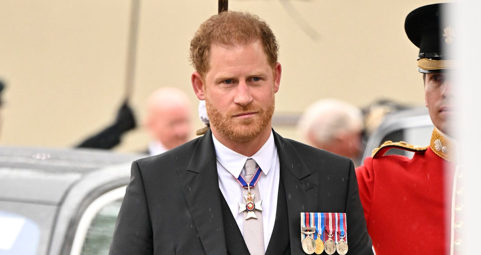 Prince Harry, Duke of Sussex wears Dior Men’s by Kim Jones at the coronation of Charles III