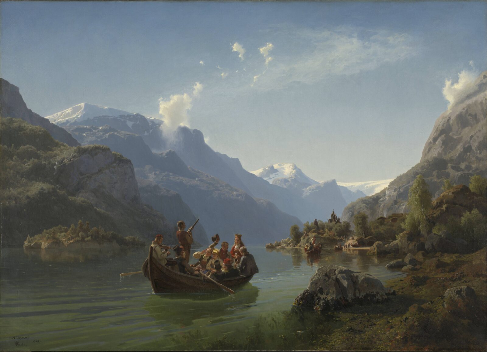 Hans Gude and Adolph Tidemand, Bridal Procession on the Hardangerfjord, 1848, oil on canvas, National Museum, Oslo, Norway.