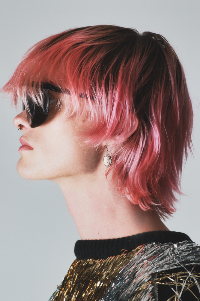 Top and sunglasses by CELINE by HEDI SLIMANE, earring, stylist's own