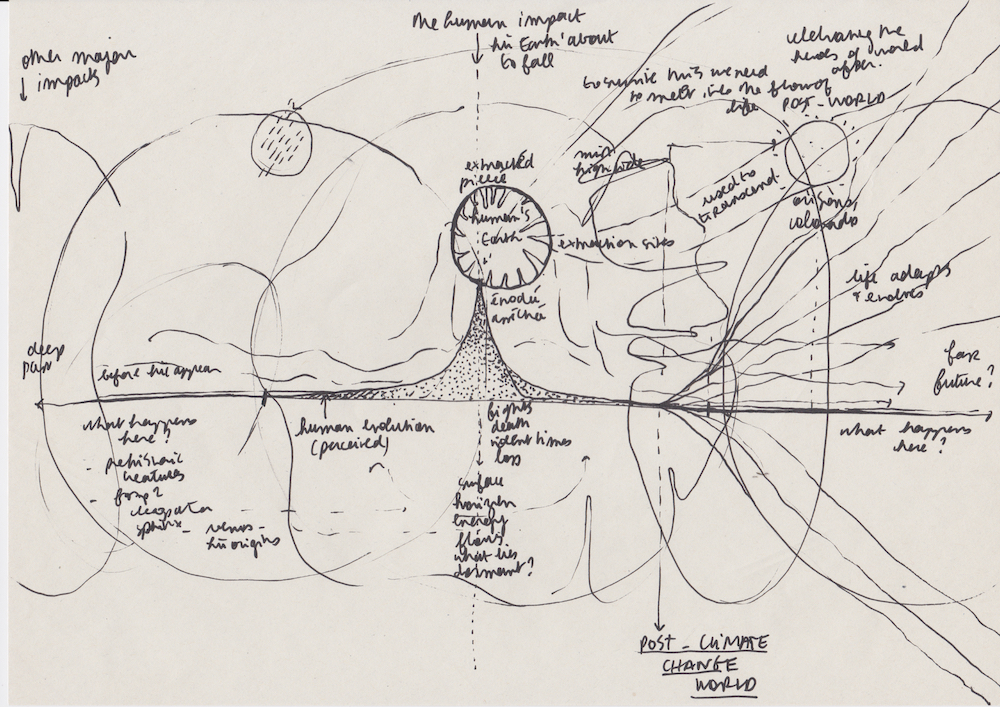 Thoughts on Transcendence, study Year: 2022 Materials: black ink on paper Dimensions: 21 x 29.7cm Image Credit: Marguerite Humeau, Courtesy of the artist Thoughts on Transcendence, study Year: 2022
Materials: black ink on paper Dimensions: 21 x 29.7cm
Image Credit: Marguerite Humeau Courtesy the artist