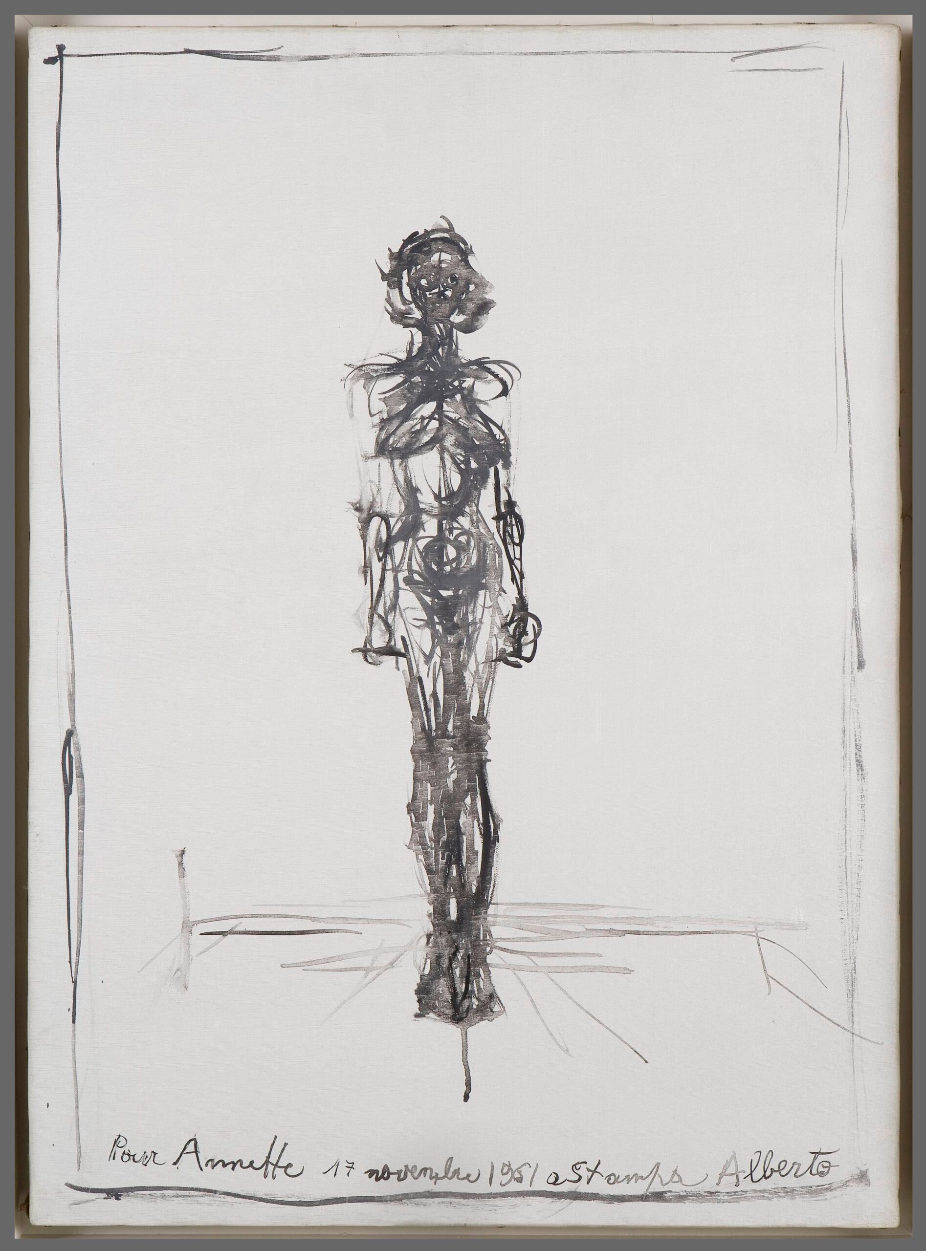 Alberto Giacometti, Standing Nude, c. 1961, oil on canvas, Fondation Giacometti. © Succession Alberto Giacometti / ADAGP, Paris, 2022