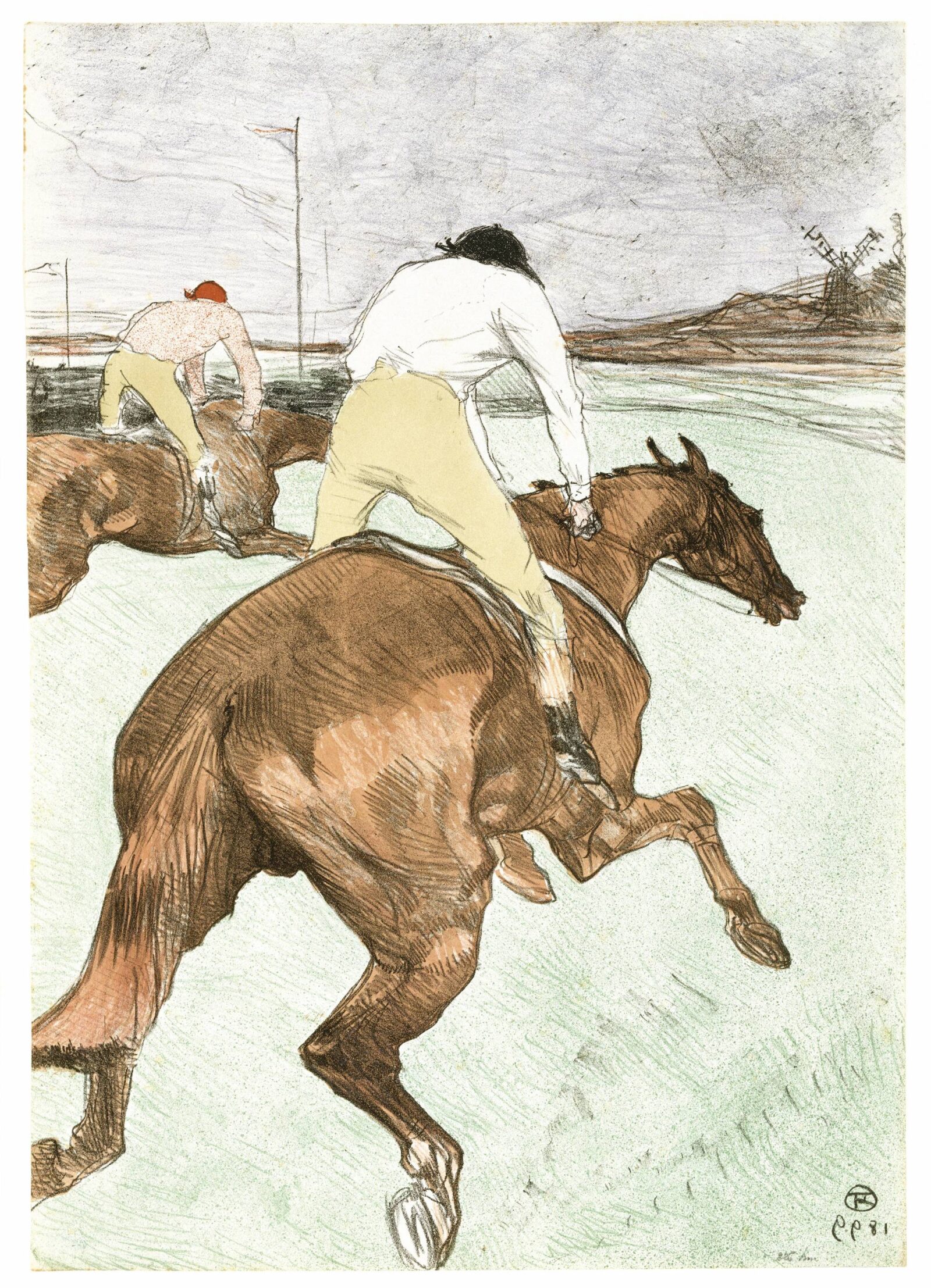 Henri de Toulouse-Lautrec, Le Jockey (The Jockey), 1899. lithograph in colors on wove paper, the Museum of Fine Arts, Houston, museum purchase funded by “One Great Night in November, 1992.”