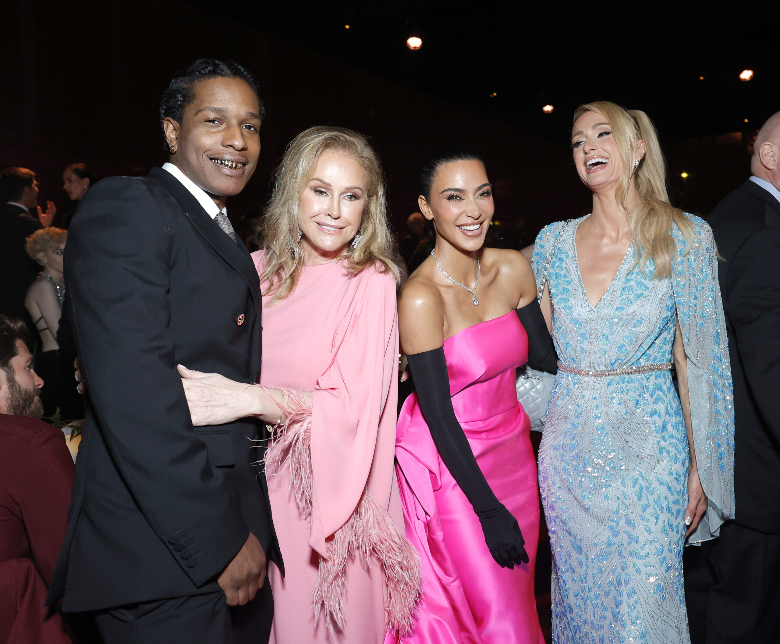 In the spotlight were A$AP Rocky, exuding style in Gucci, and the Hilton heiress sisters Kathy and Paris Hilton, alongside the ever-glamorous Kim Kardashian. (Photo by Stefanie Keenan/Getty Images for LACMA courtesy of Gucci) LOS ANGELES, CALIFORNIA - NOVEMBER 04: A$AP Rocky, donning an exquisite Gucci ensemble, alongside the Hilton dynasty