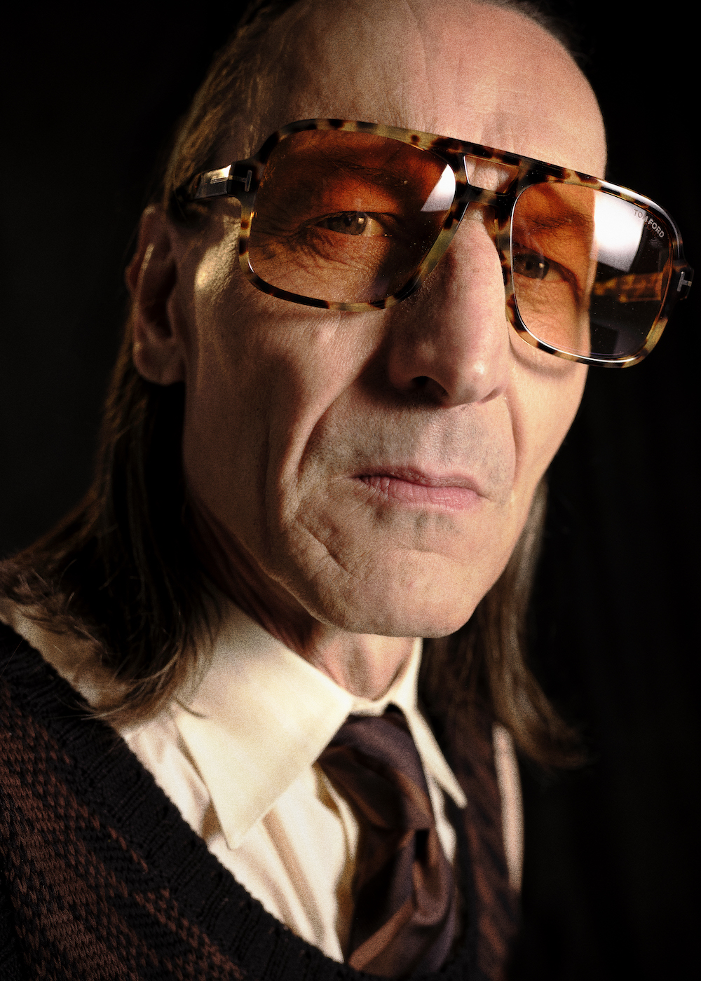 Shirt, vest, and tie by ERNEST W BAKER, sunglasses by TOM FORD Shirt, vest, and tie by ERNEST W BAKER, sunglasses by TOM FORD