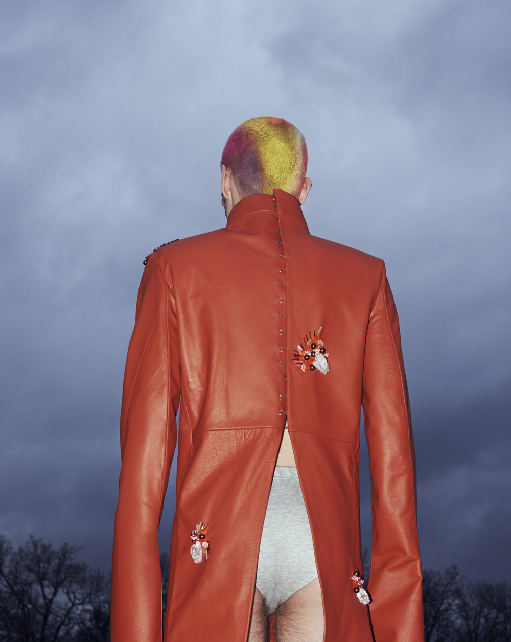 Coat by VICTOR KLIJSEN, underwear by NICOLA INDELICATO