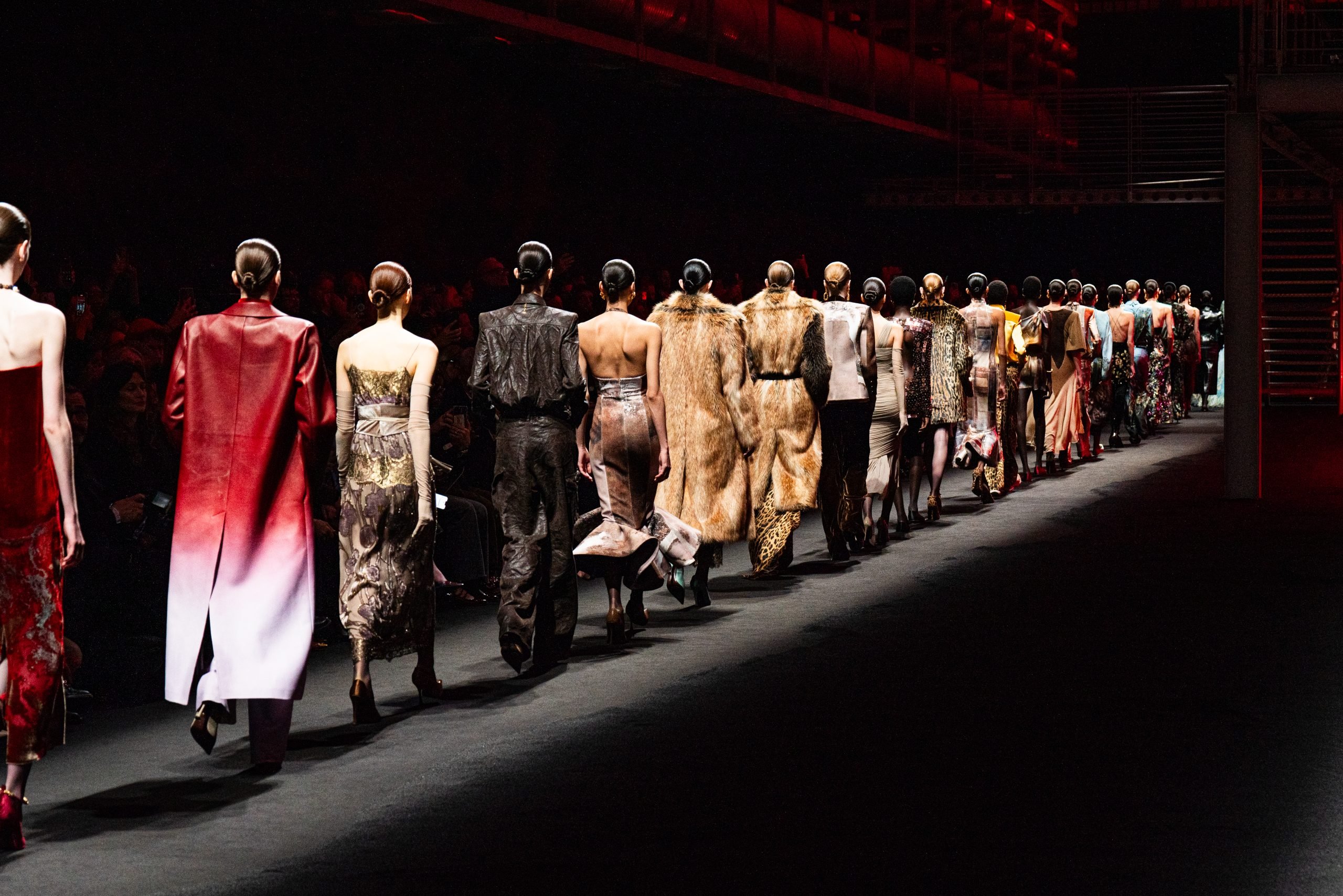 The closing finale at the Roberto Cavalli Fall-Winter 2025-2026 runway show held during Milan Fashion Week (Photo by Edward Wendt)