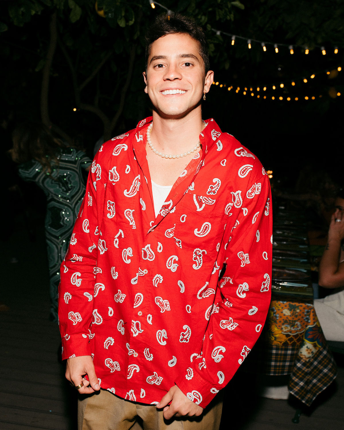 ANDREA LA MOGLIA IN ETRO LIQUID PAISLEY BEACH COLLECTION