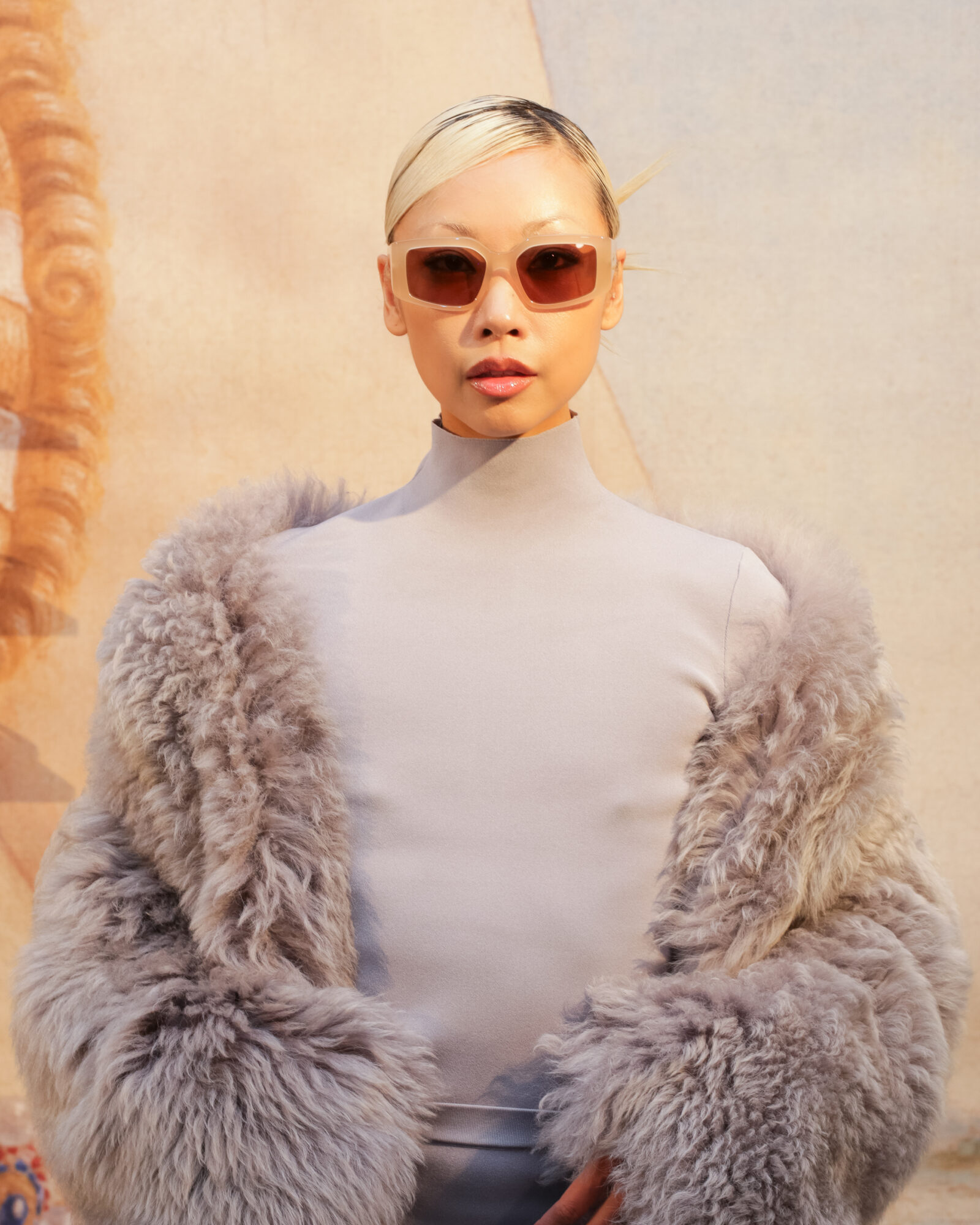 Vanessa Hong exuding elegance with her chic Ferragamo sunglasses and luxurious fur detailing at the Ferragamo Fall-Winter 2023 event. Photo courtesy of Ferragamo. Vanessa Hong exuding elegance with her chic Ferragamo sunglasses and luxurious fur detailing at the Ferragamo Fall-Winter 2023 event.