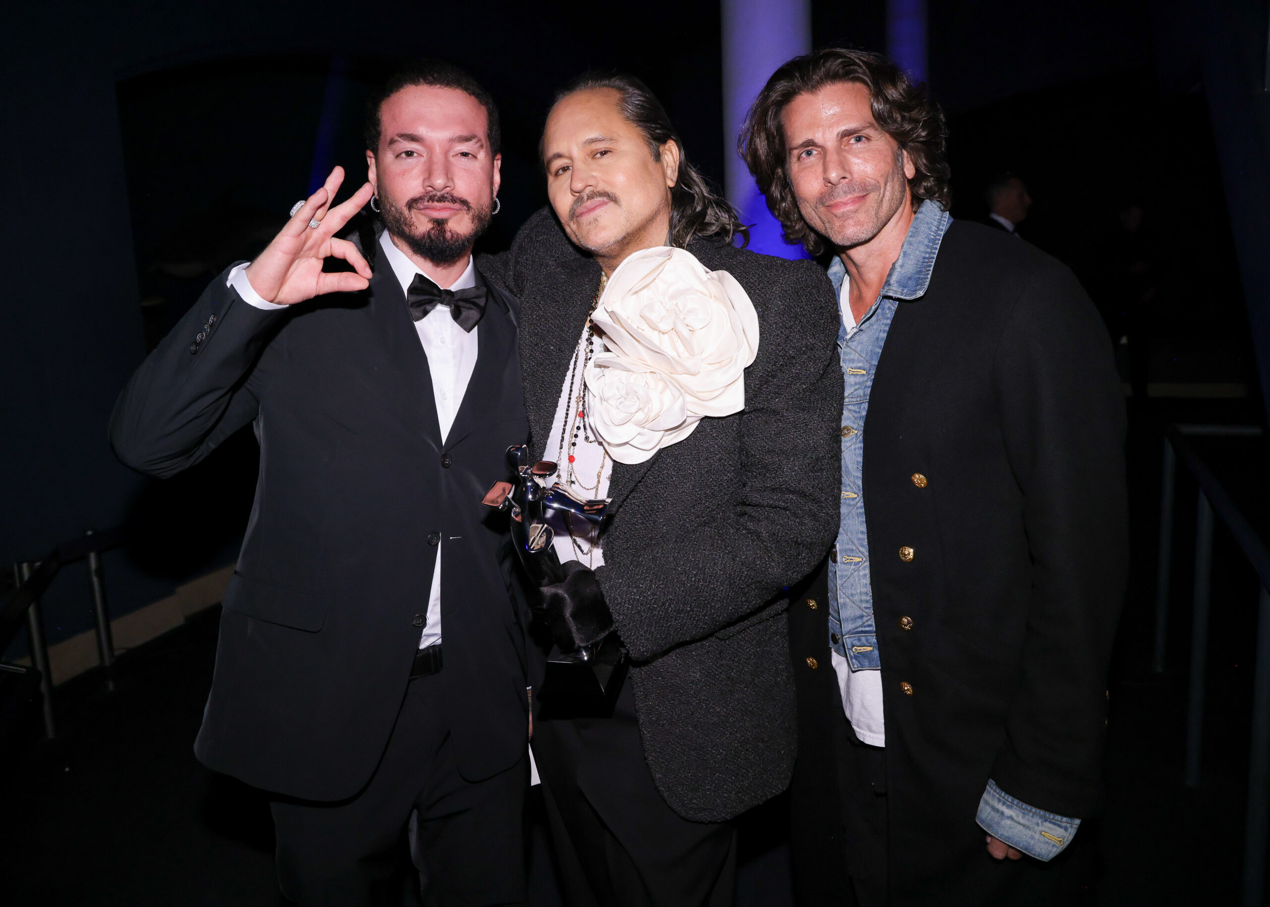 J Balvin, Willy Chavarria, and Greg Lauren share a candid moment, reflecting the camaraderie and eclectic spirit of the fashion world at the CFDA Fashion Awards. J Balvin, Willy Chavarria, and Greg Lauren share a candid moment, reflecting the camaraderie and eclectic spirit of the fashion world at the CFDA Fashion Awards.
