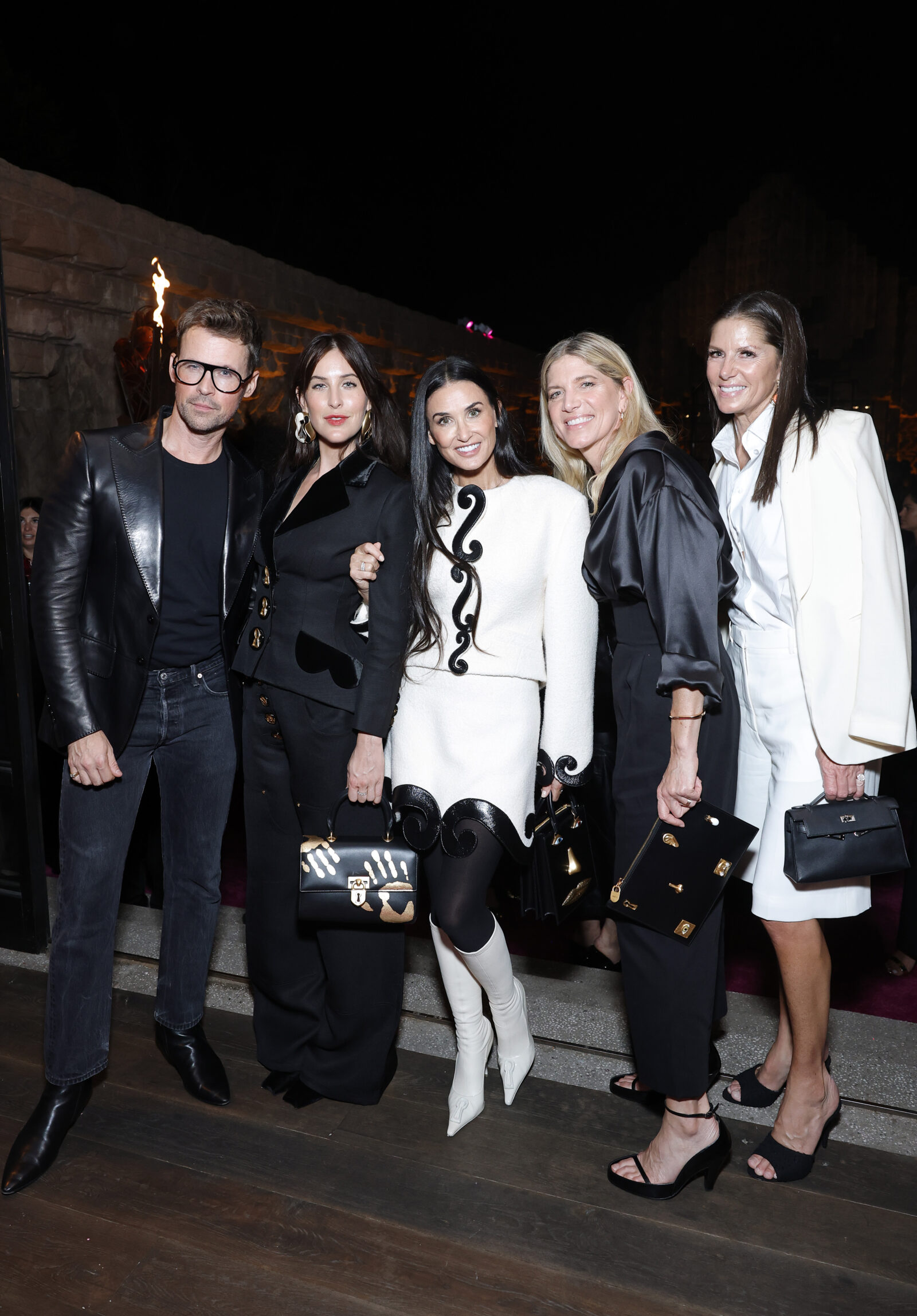 (L-R) Brad Goreski, Scout Willis, Demi Moore, Petra Flannery