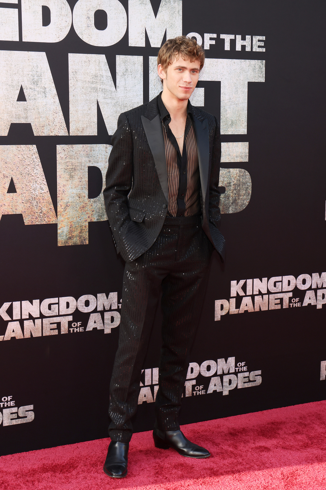 Owen Teague attends the World Premiere Of 20th Century Studios" "Kingdom Of The Planet Of The Apes" at TCL Chinese Theatre on May 02, 2024 in Hollywood, California. (Photo by Rodin Eckenroth/WireImage)