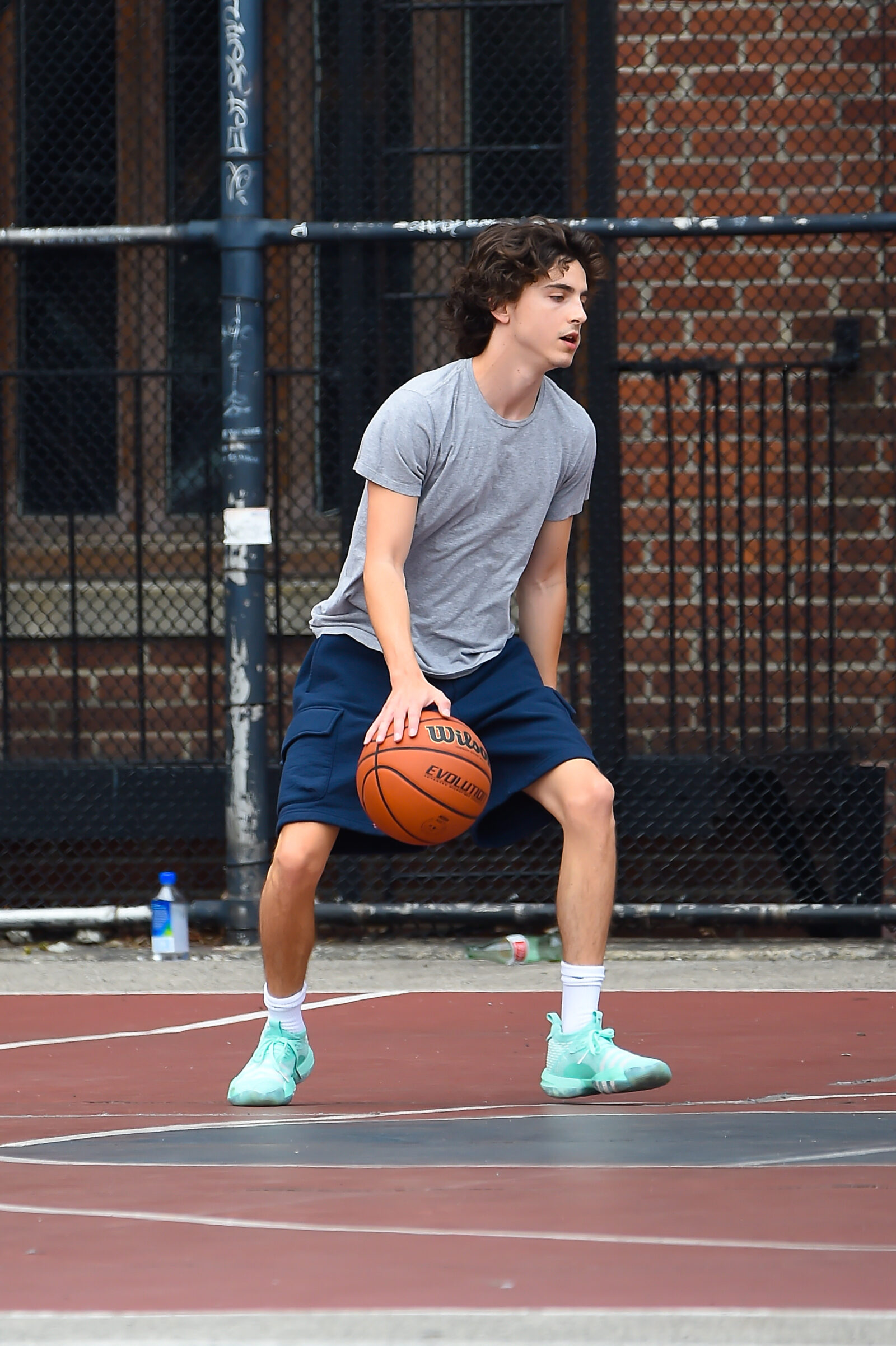 Timothee Chalamet is seen playing basketball in Soho on July 20, 2023 in New York City. (Photo by Raymond Hall/GC Images/Getty Images). Timothee Chalamet is seen playing basketball in Soho on July 20, 2023 in New York City. (Photo by Raymond Hall/GC Images)