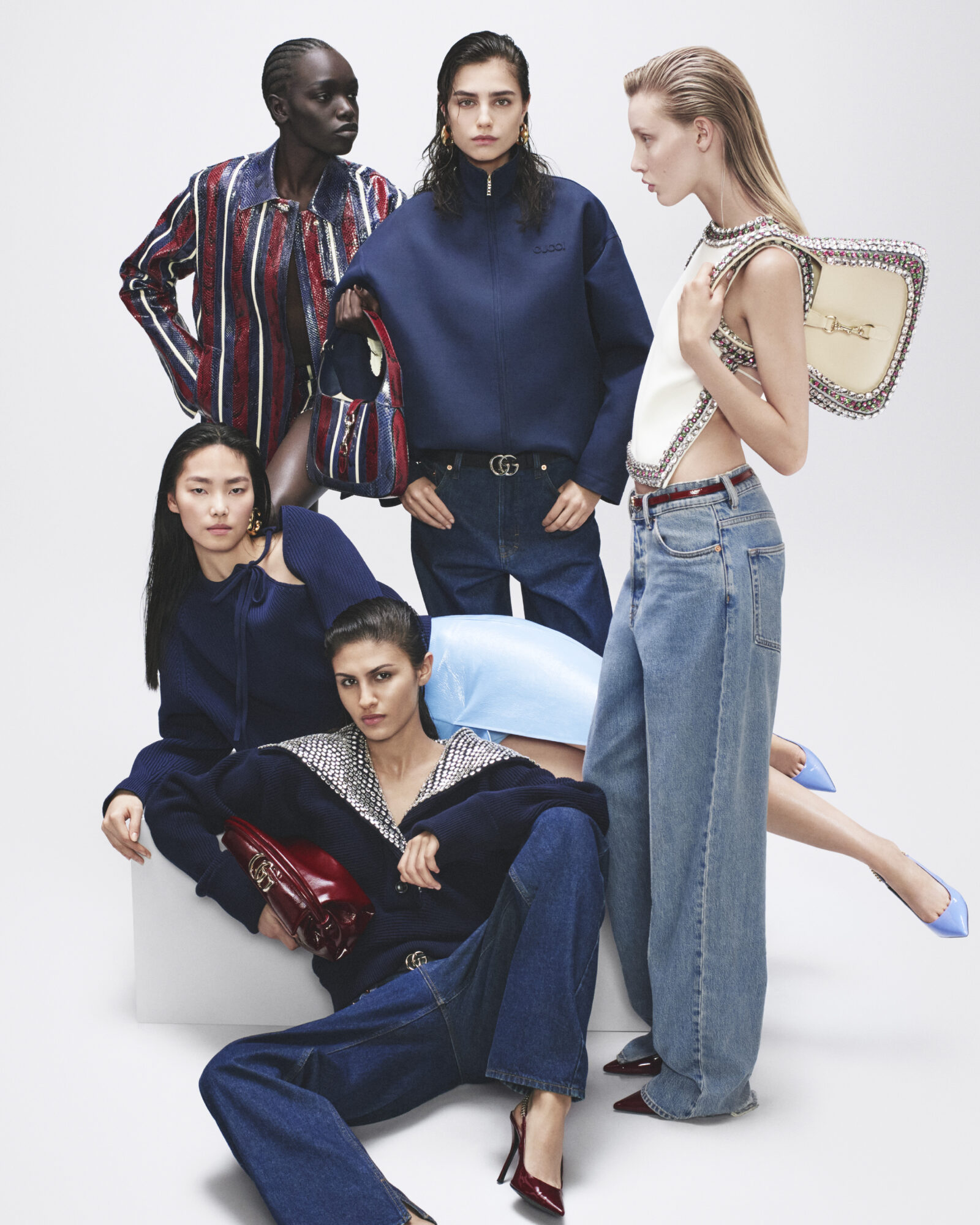 Denim Blues: Echoing the deep hues of the ocean, Gucci Ancora captures the essence of relaxed luxury.