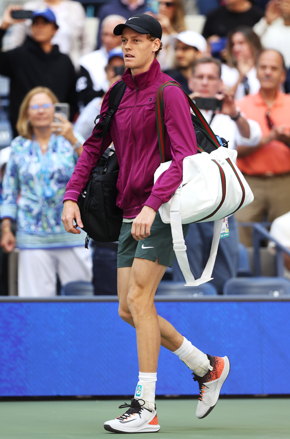 Jannik Sinner seen with the “HEAD x Gucci” duffel bag at the US Open 2024 Finals.
