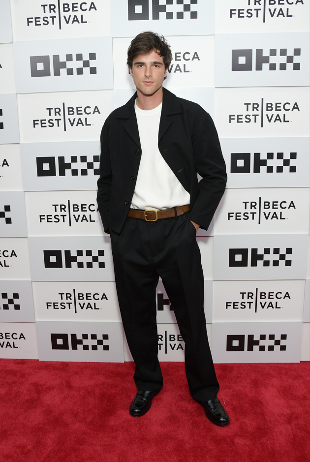 Jacob Elordi wears Bottega Veneta ottoman light cotton jacket, cashmere t-shirt, cotton pants and brushed leather loafers to the world premiere of "He Went That Way" held during the Tribeca Film Festival at BMCC Theater. Image courtesy of Bottega Veneta.