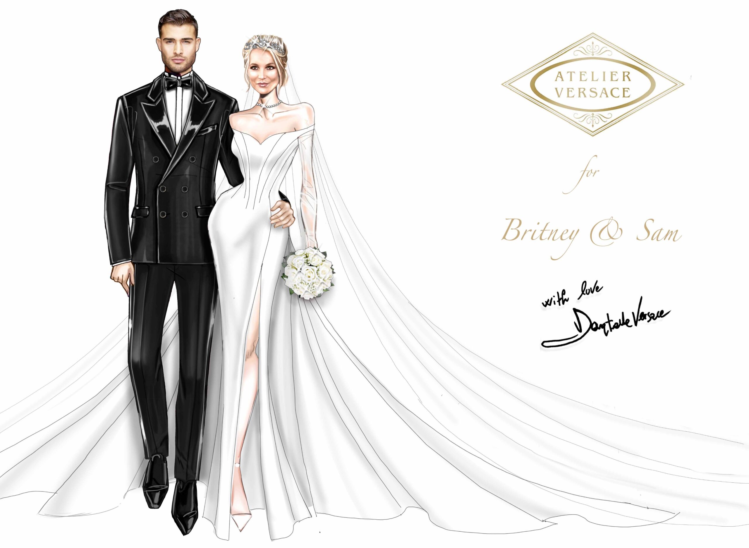 Sketch courtesy of Versace atelier versace britney spears wedding sketch