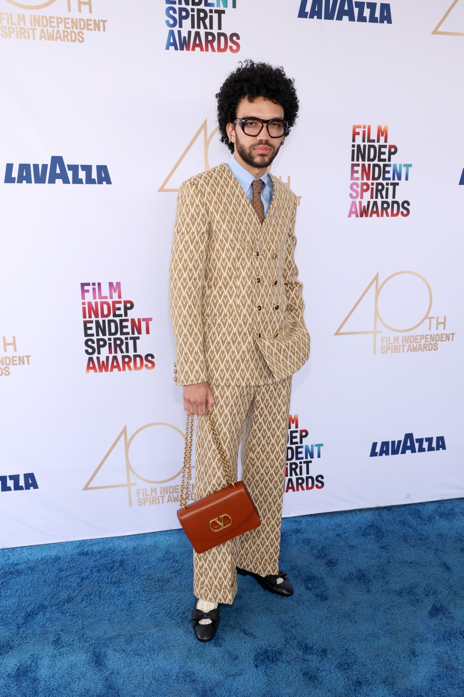 Justice Smith attends the 2025 Film Independent Spirit Awards on February 22, 2025 in Santa Monica, California. (Photo Courtesy of Getty Images/Valentino)