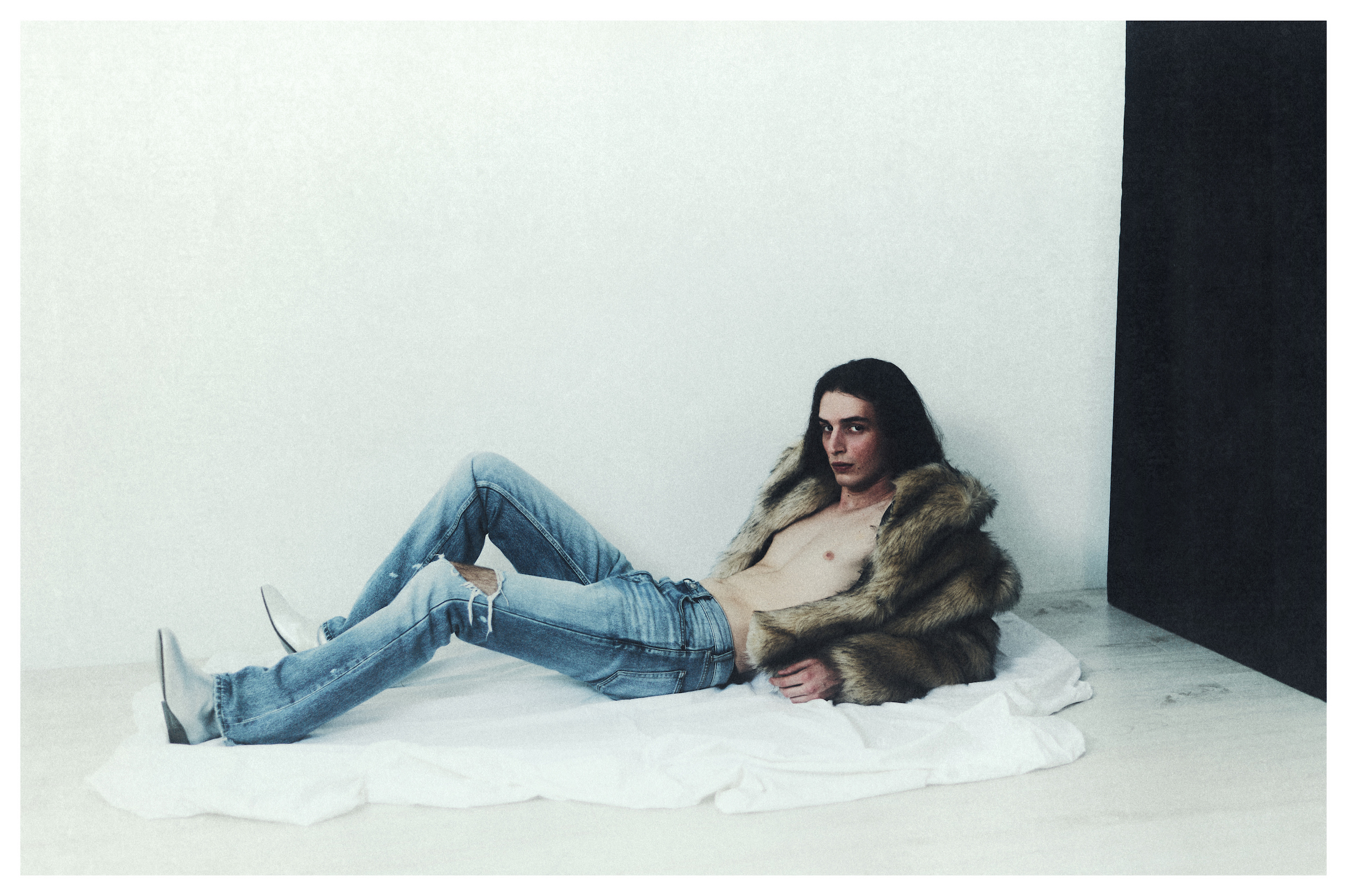 Faux fur coat by 1989 STUDIO, denim, vintage BALENCIAGA, archive, boots MARSÈLL
