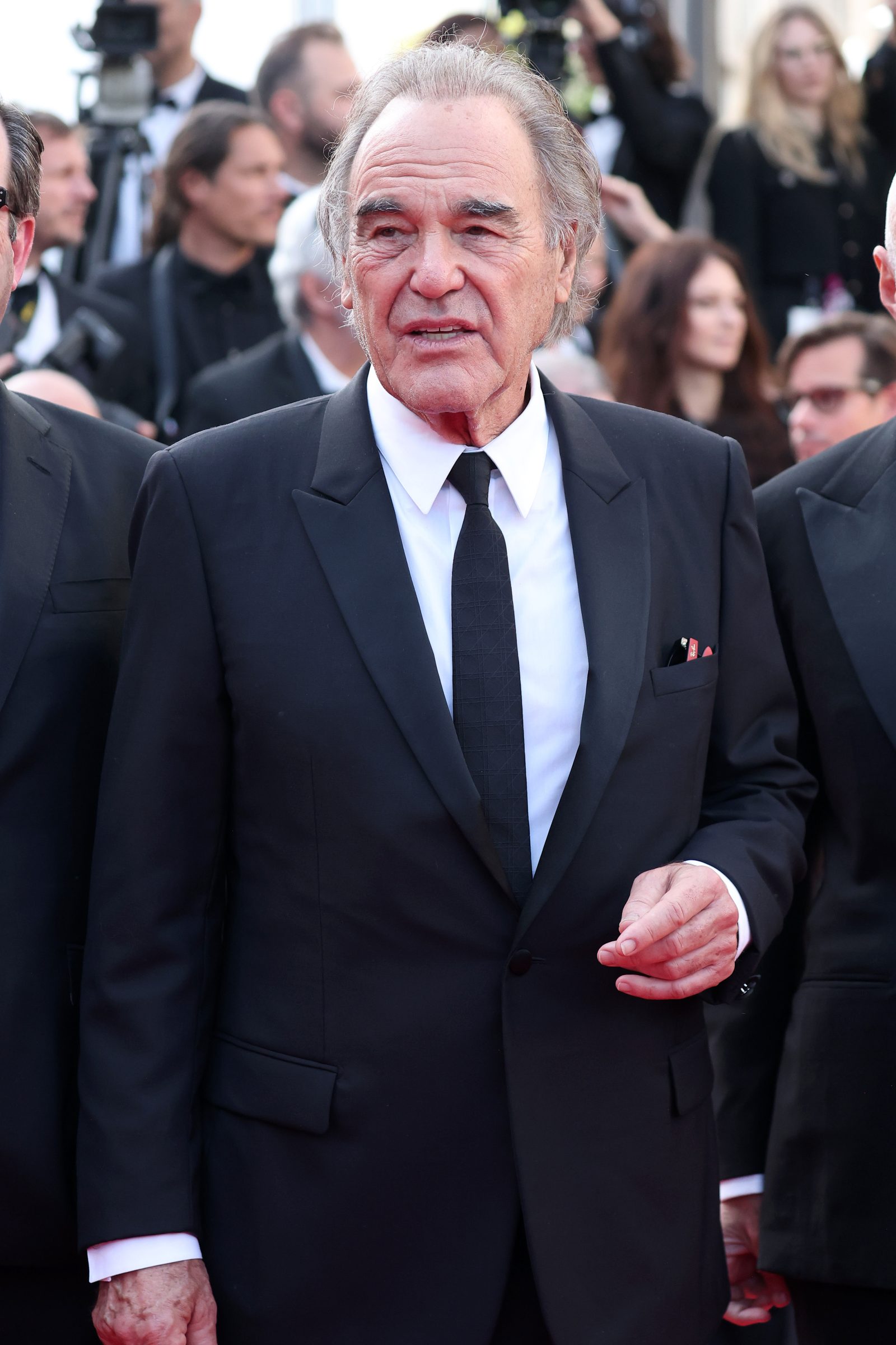 Oliver Stone attends the "Horizon: An American Saga" Red Carpet at the 77th annual Cannes Film Festival at Palais des Festivals on May 19, 2024 in Cannes, France. (Photo by Gisela Schober/Getty Images)