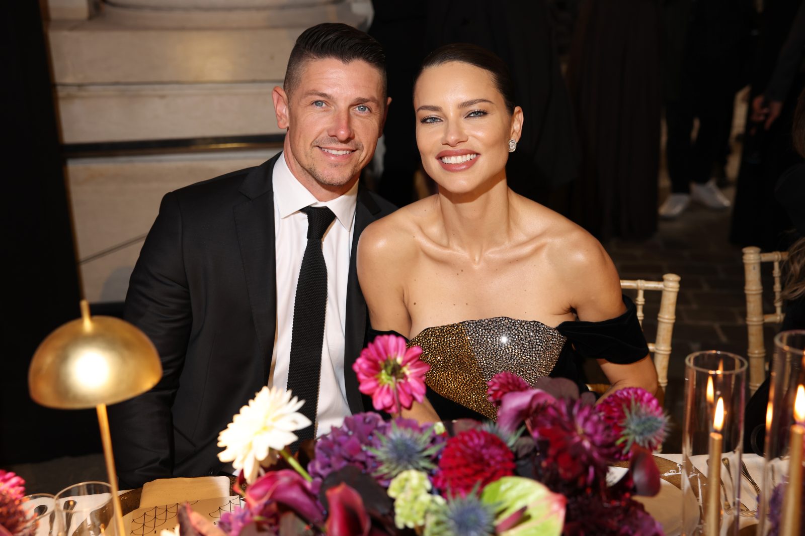 Marko Jarić and Adriana Lima attend BVLGARI Calla Collection Launch as part of the Paris Fashion Week on September 30, 2024 in Paris, France. (Photo by Daniele Venturelli/Getty Images for BVLGARI)