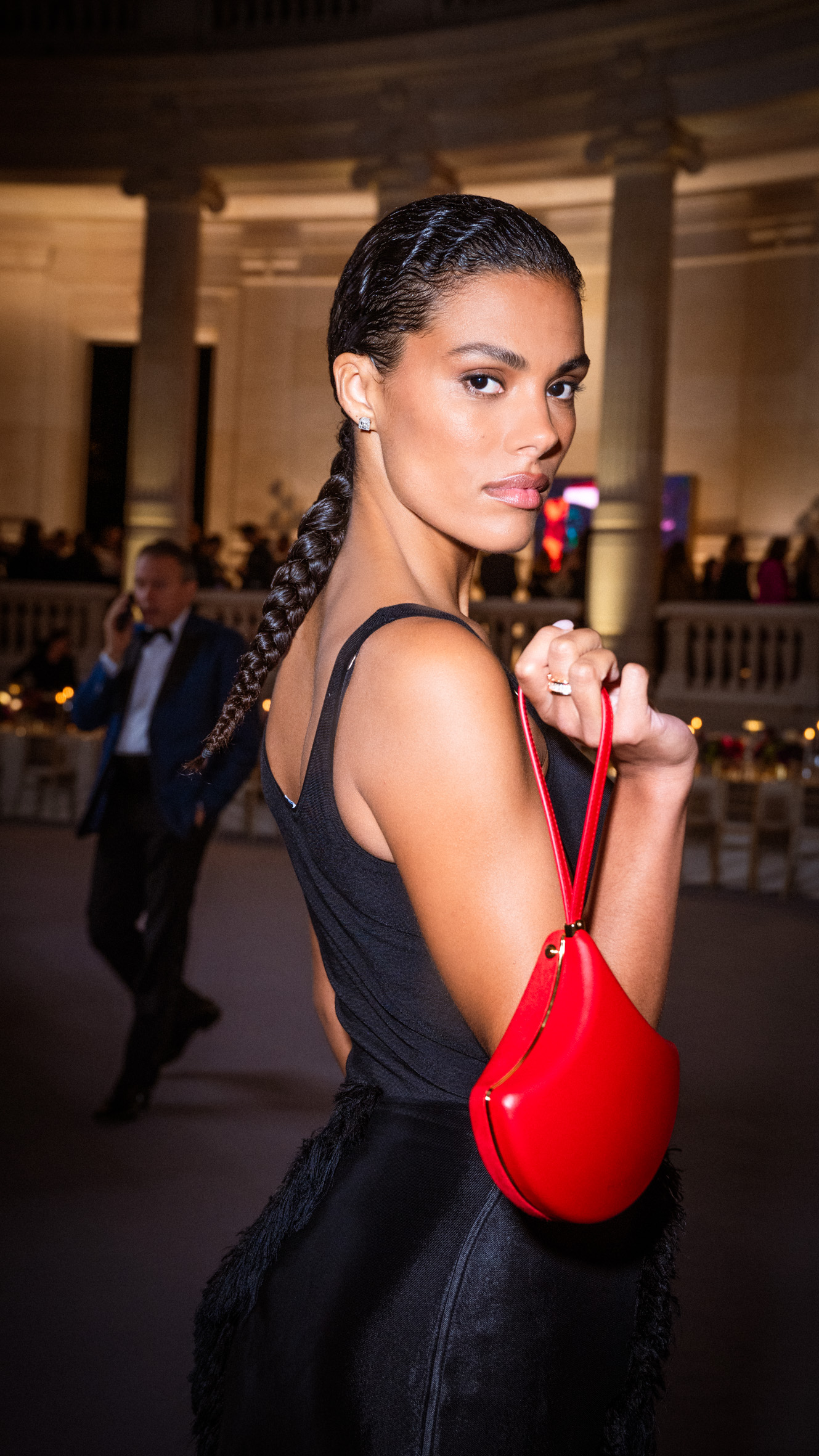 The new BVLGARI ‘Gingko’ Clutch in a fiery red makes a bold statement at the BVLGARI Calla collection event in Paris.