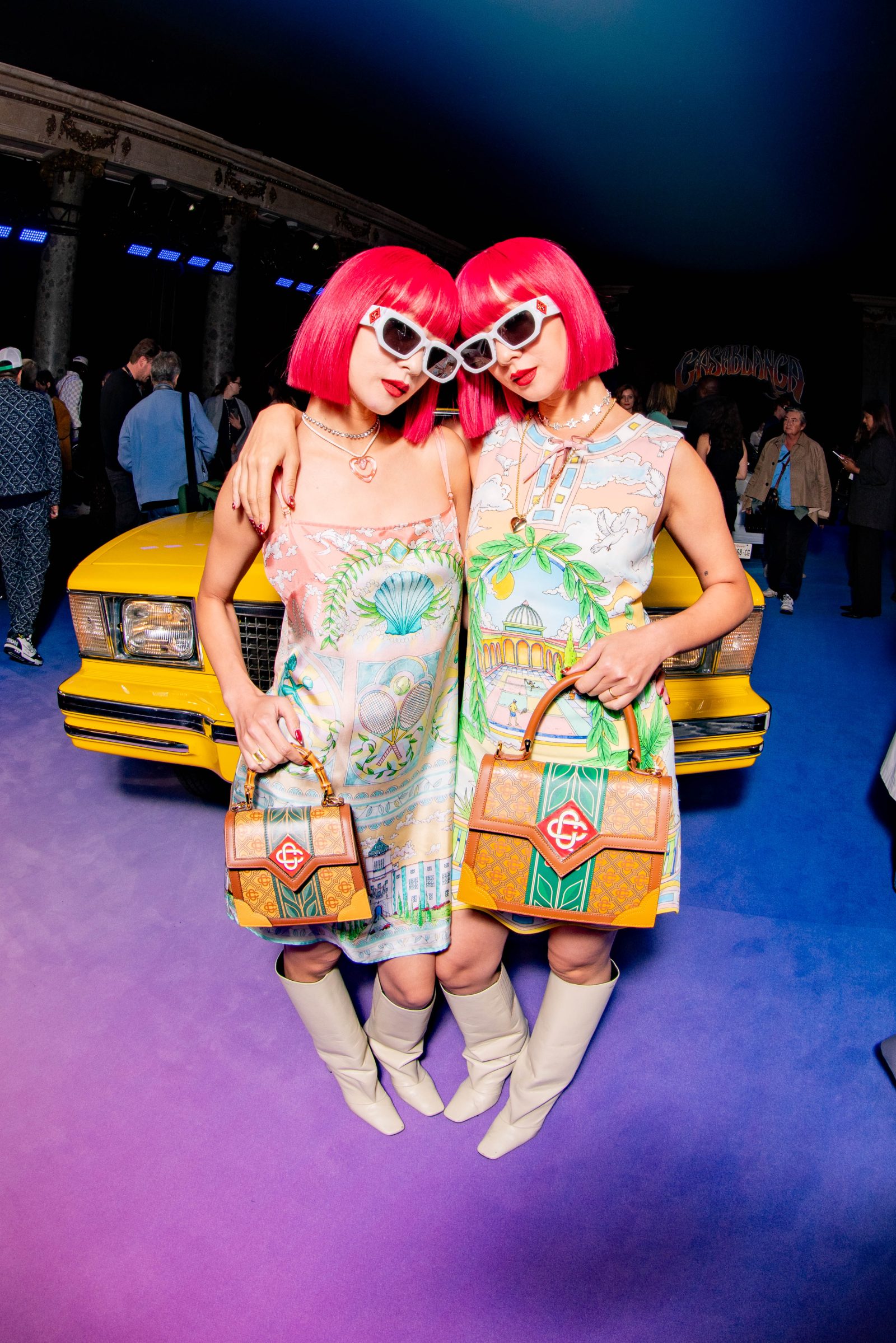 Ami and Amiaya attends the Casablanca Spring-Summer 2025 runway show during Paris Fashion Week (Image: Edward Wendt)