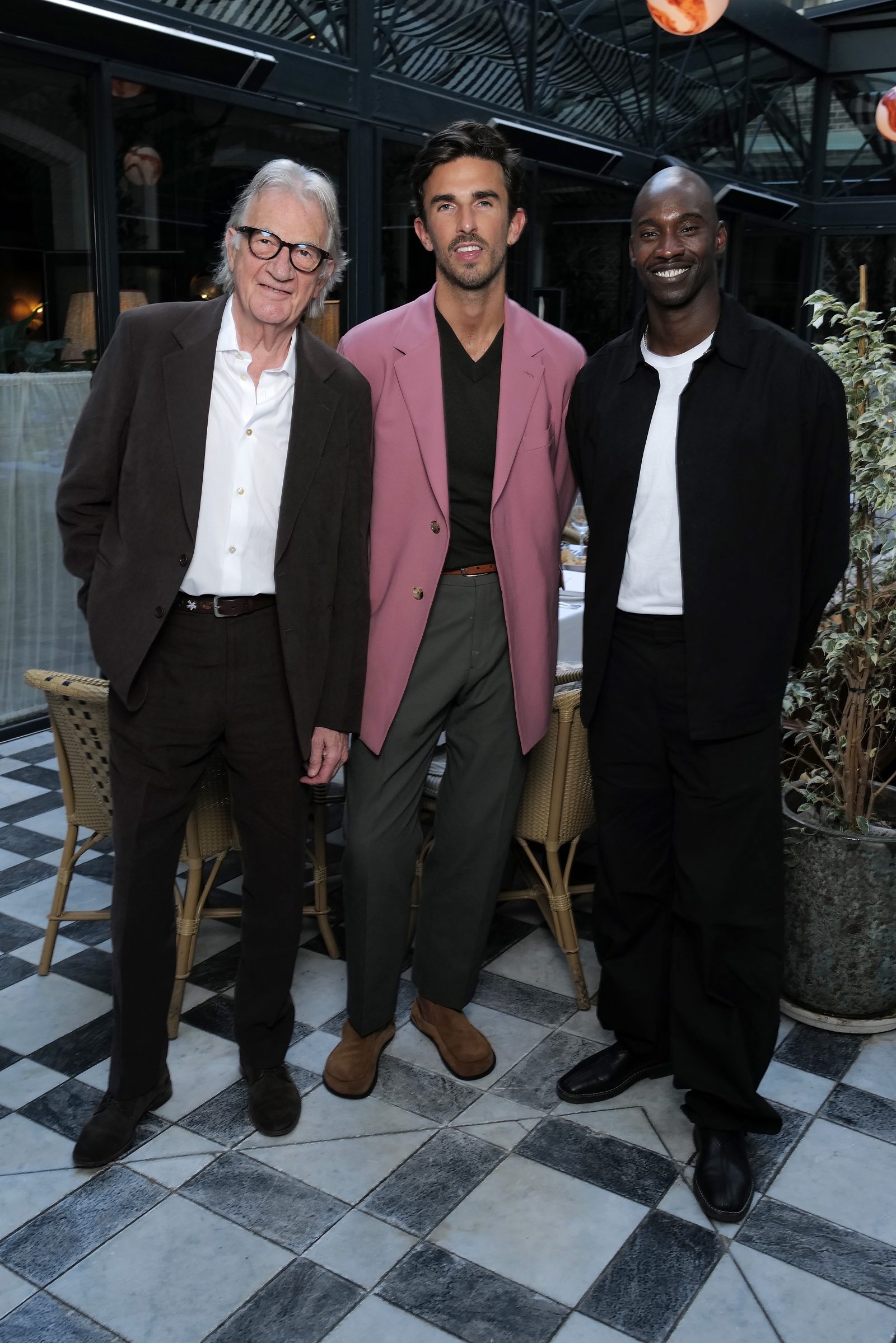 Sir Paul Smith, Teo van den Broeke and Paul Samb attend a dinner hosted by Paul Smith and Soho House to celebrate Paris Fashion Week at Soho House Paris on June 19, 2024 in Paris, France. (Photo by Darren Gerrish/Getty Images for Paul Smith)