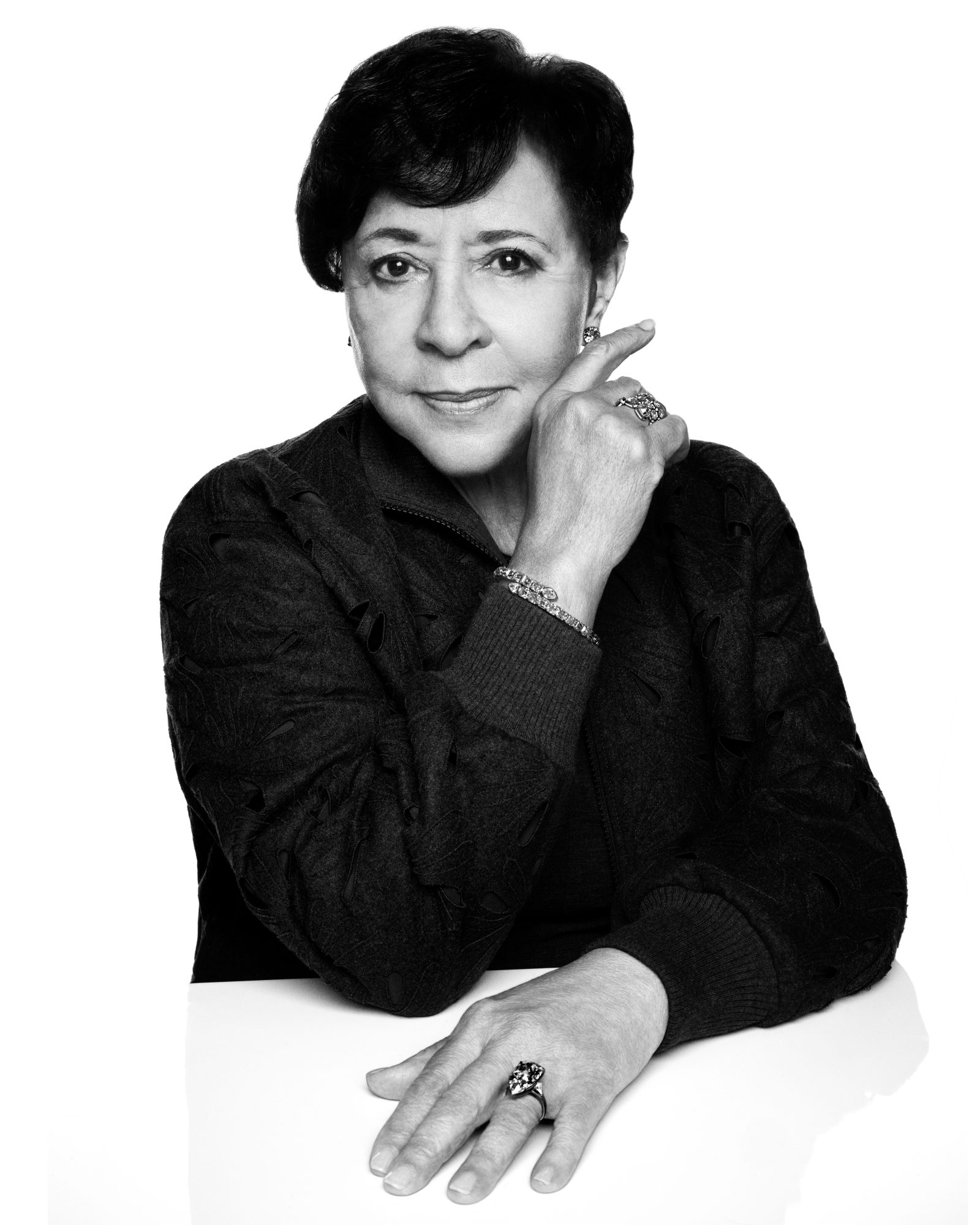Sheila Johnson, entrepreneur and co-founder of BET, wears Lugano diamond ring and bracelet in an intimate portrait by Platon.