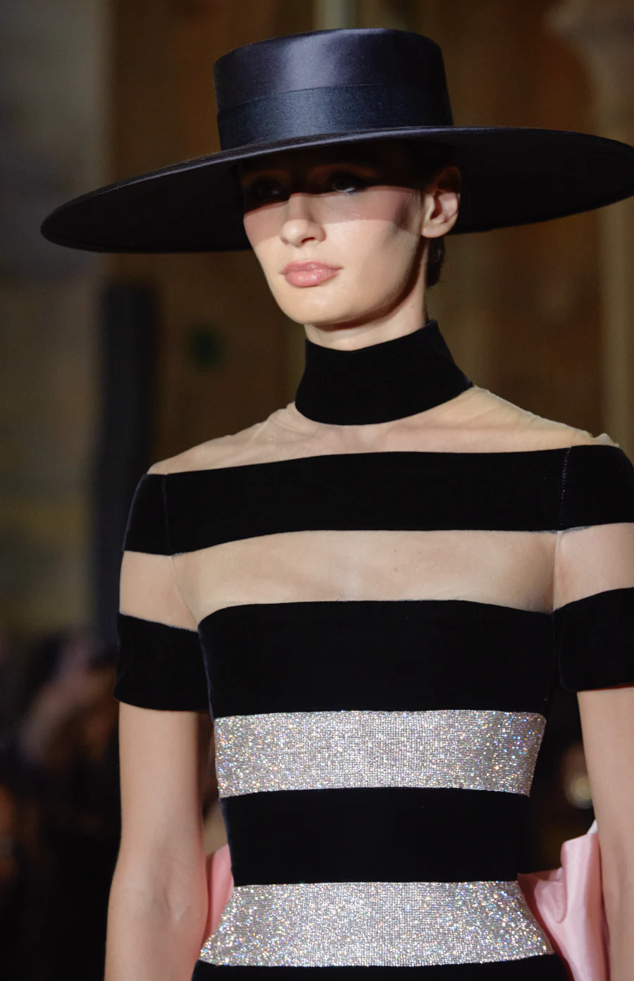 Black Satin Wide Brim Hat